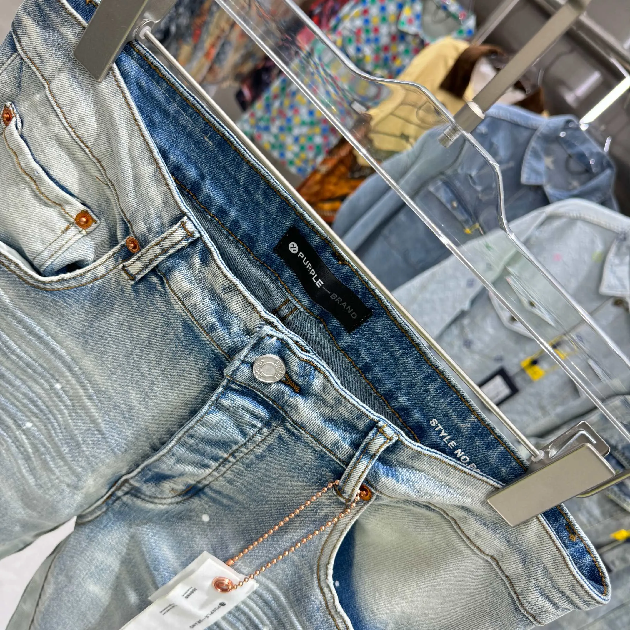 🅿️310 Purple Brand graffiti ripped street style micro-flared stretch jeans Color Light Blue Size 30 32 34 36 38