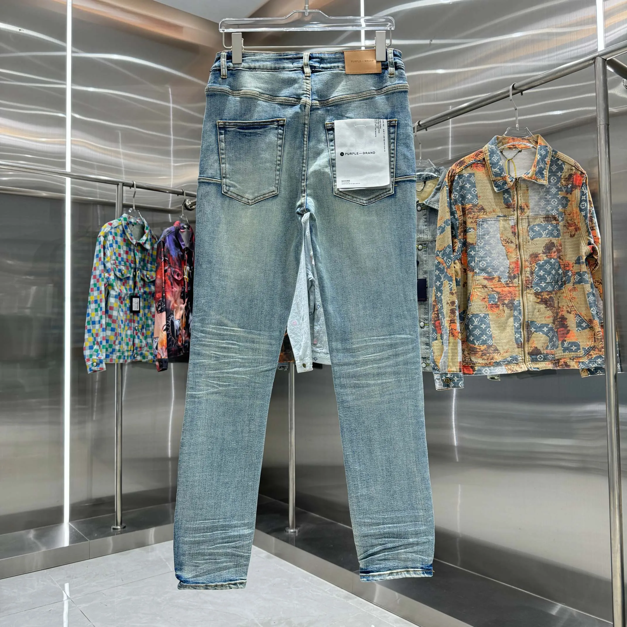🅿️310 Purple Brand ripped craft street fashion slim fit stretch jeans color blue code number 30 32 34 36 38