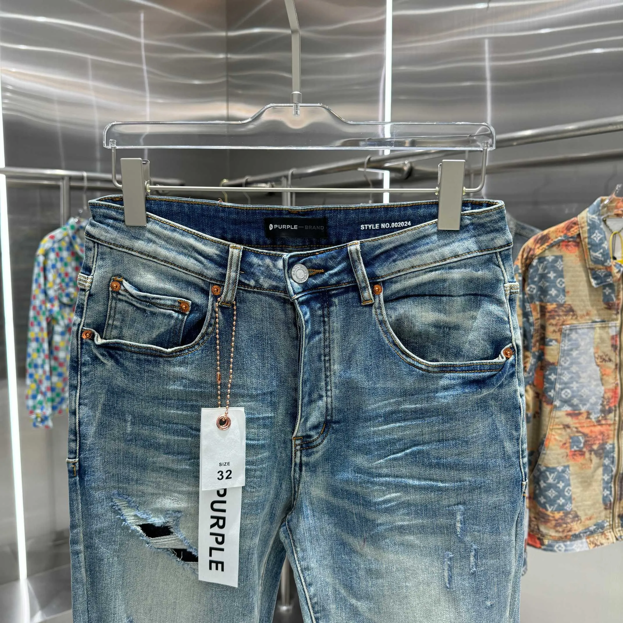 🅿️310 Purple Brand ripped craft street fashion slim fit stretch jeans color blue code number 30 32 34 36 38