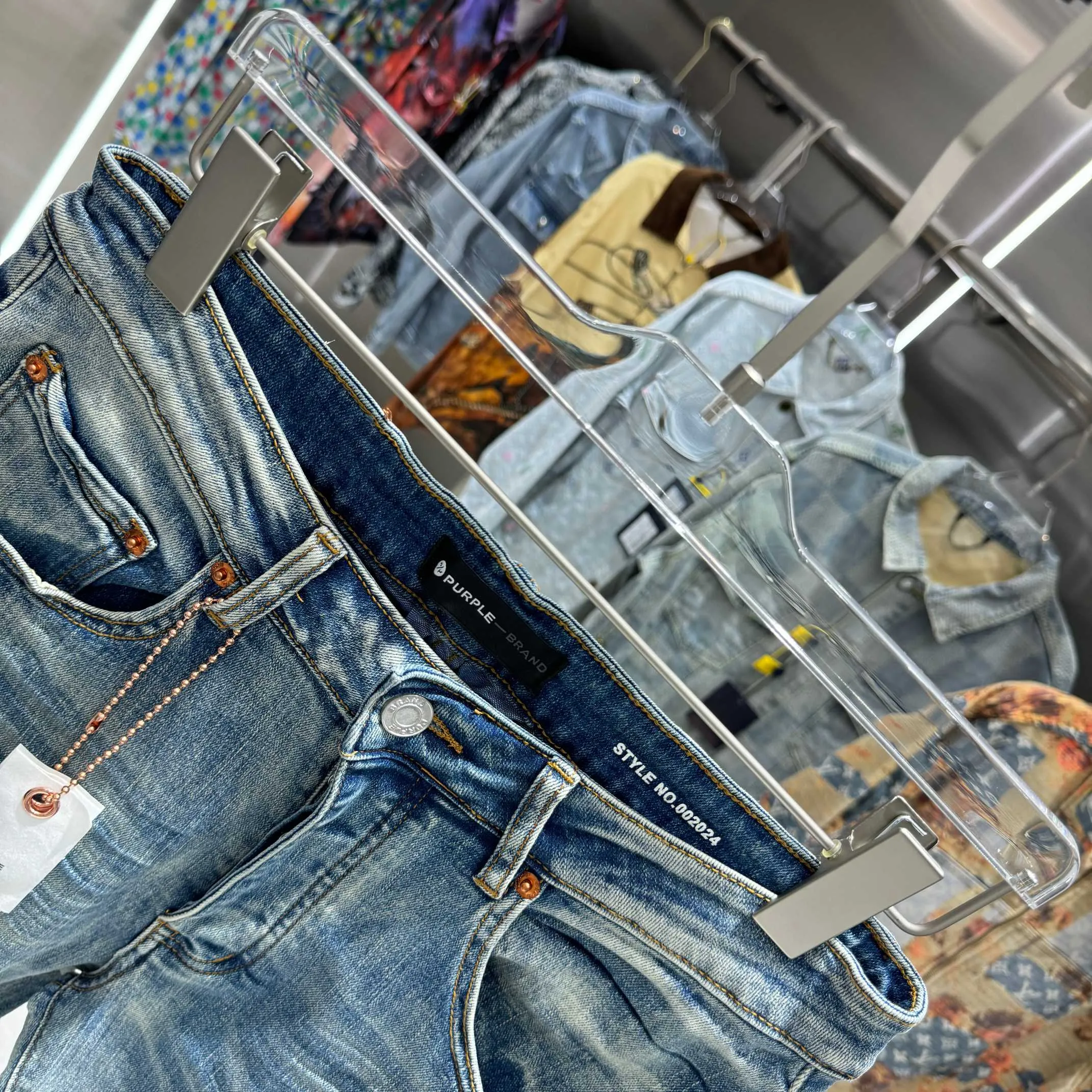 🅿️310 Purple Brand ripped craft street fashion slim fit stretch jeans color blue code number 30 32 34 36 38