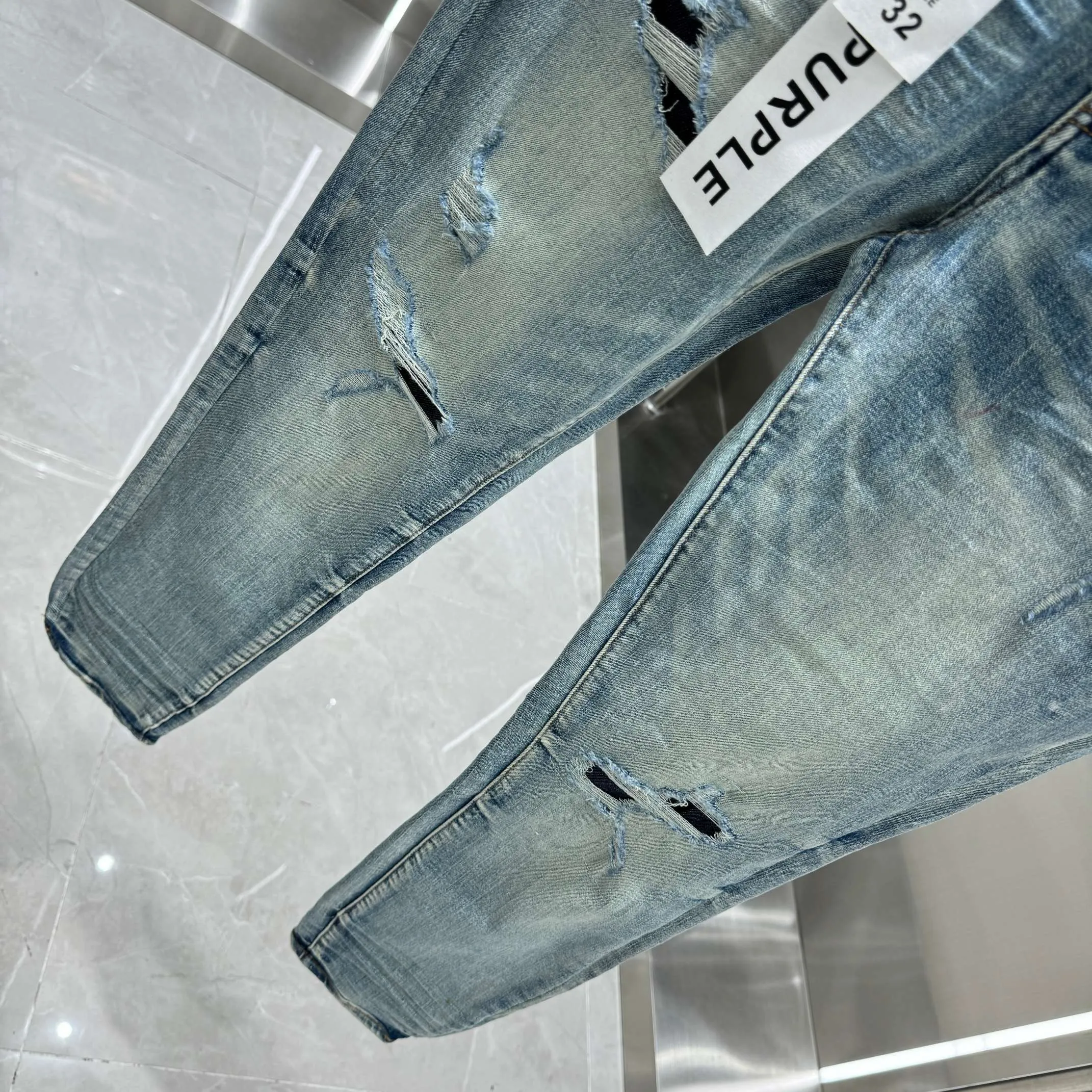 🅿️310 Purple Brand ripped craft street fashion slim fit stretch jeans color blue code number 30 32 34 36 38