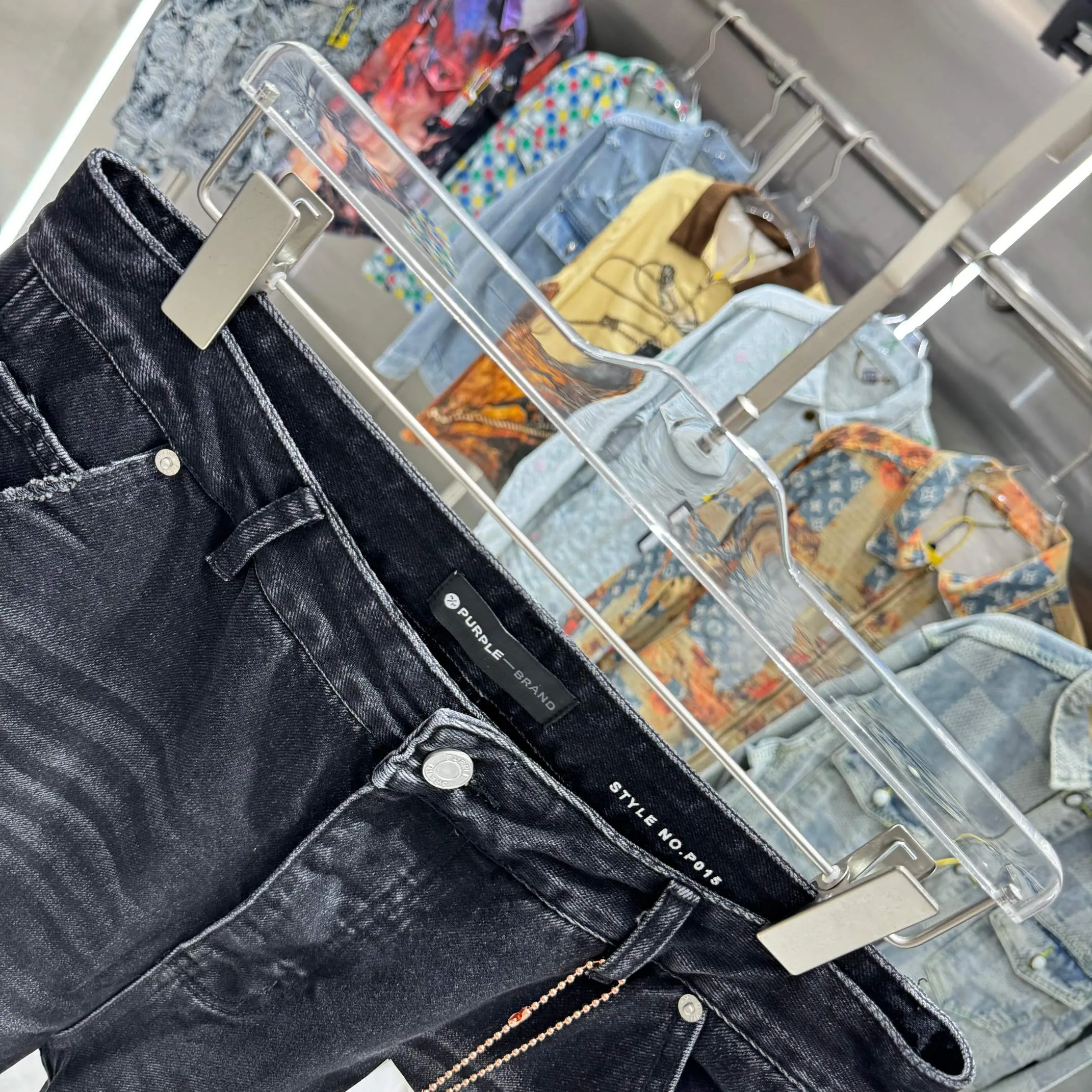 🅿️320 Purple Brand Hot Diamond Workwear Street Trend Loose Straight Jeans Color Black Size 30 32 34 36 38