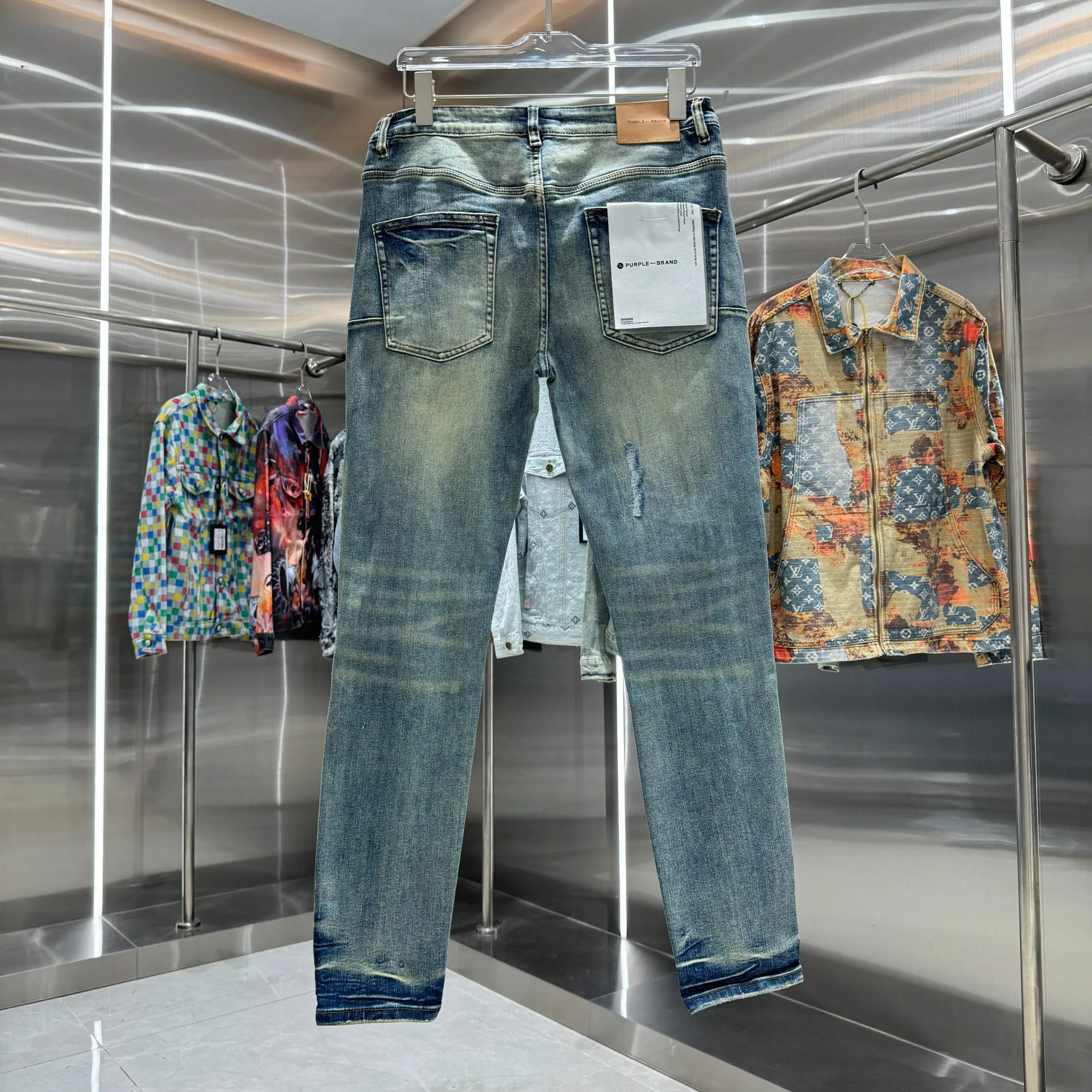 🅿️310 Purple Brand ripped and frayed street style slim fit stretch jeans with small feet Color Blue Size 30 32 34 36 38