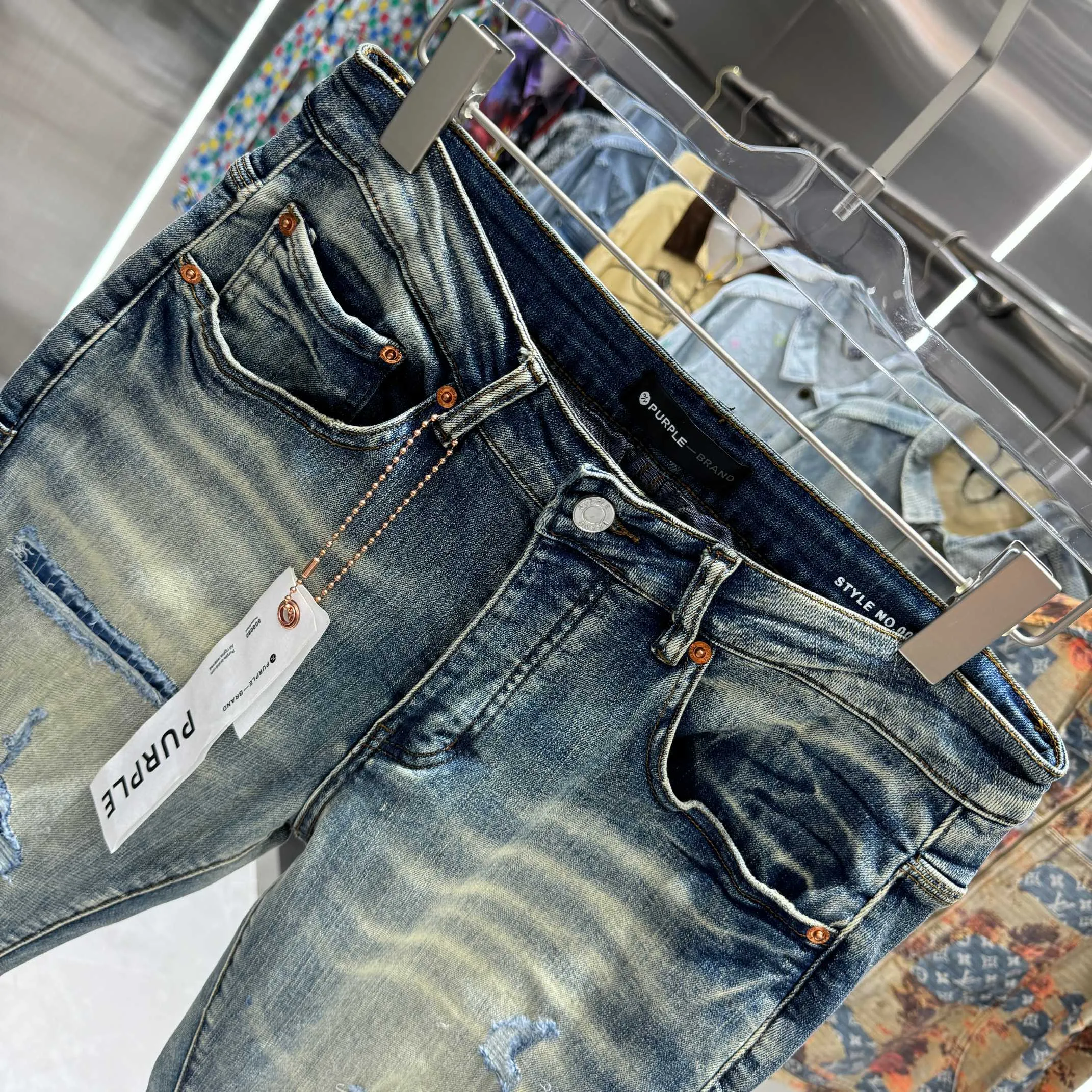 🅿️310 Purple Brand ripped and frayed street style slim fit stretch jeans with small feet Color Blue Size 30 32 34 36 38