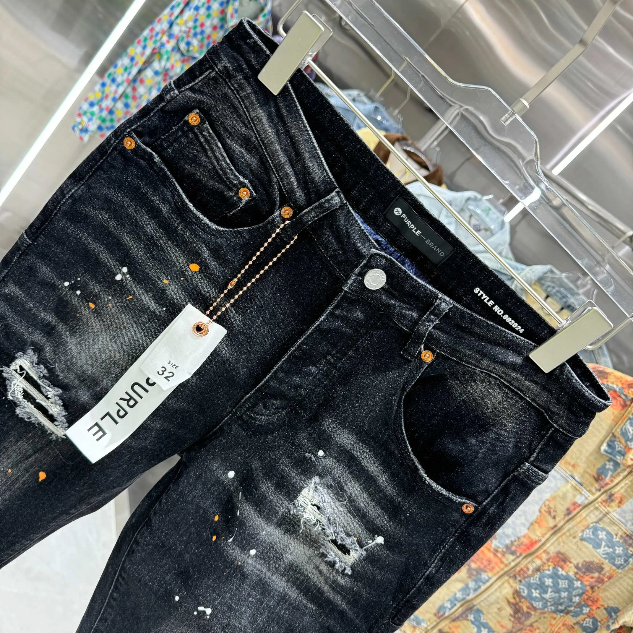 🅿️310 Purple Brand ripped graffiti craft street fashion slim fit stretch jeans Color Black Size 30 32 34 36 38