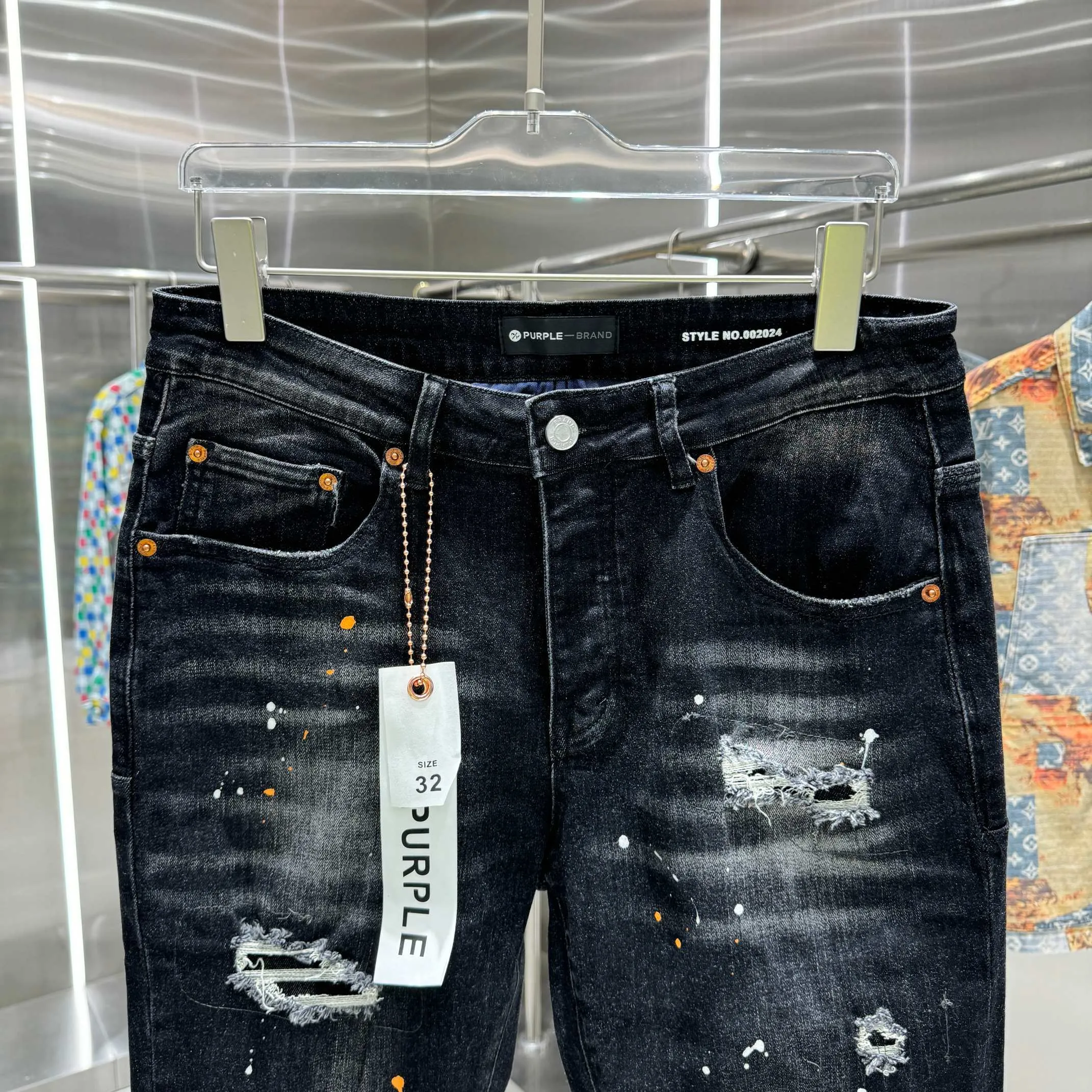 🅿️310 Purple Brand ripped graffiti craft street fashion slim fit stretch jeans Color Black Size 30 32 34 36 38