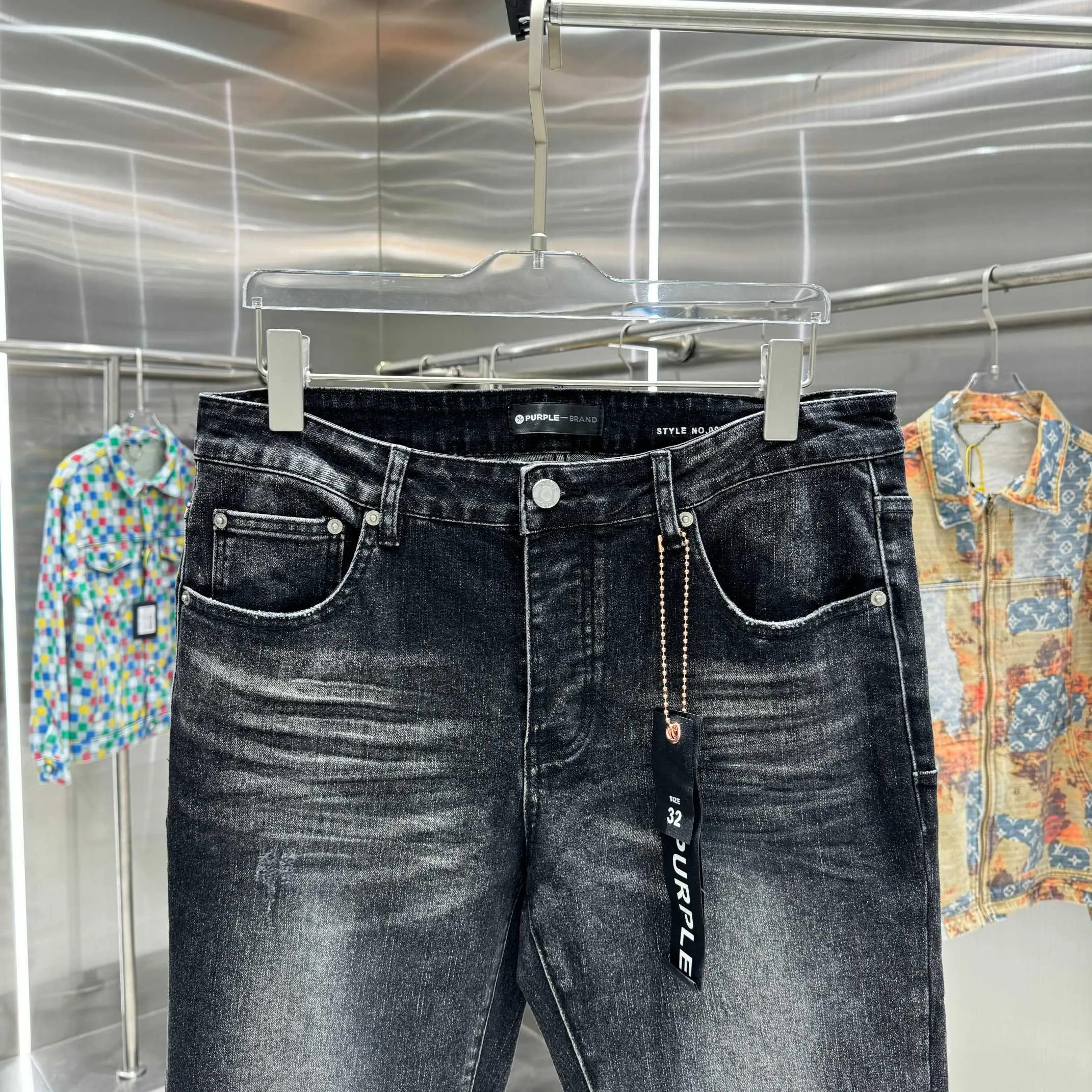 🅿️310 Purple Brand ripped craft street style micro-flared stretch jeans Color Black Size 30 32 34 36 38