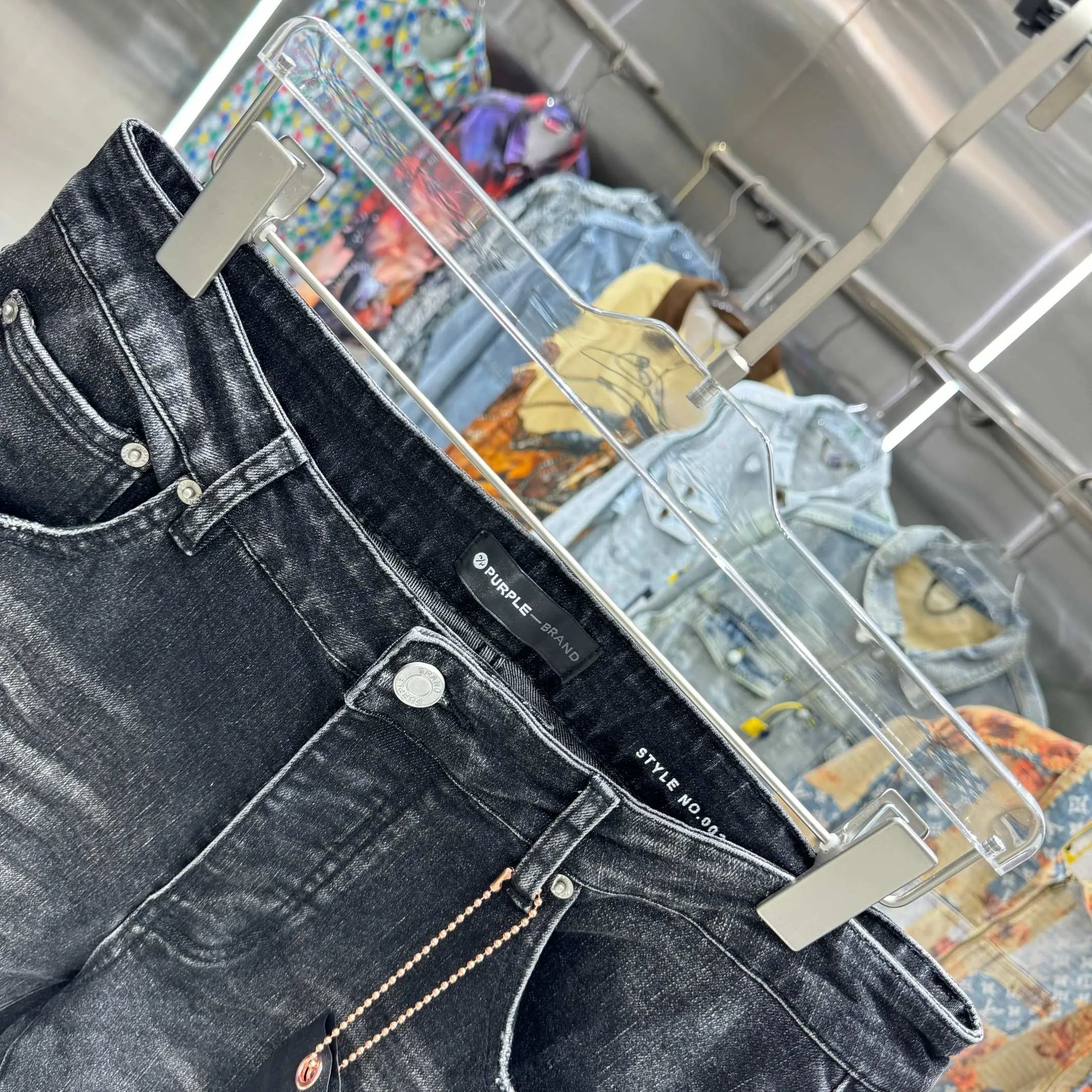 🅿️310 Purple Brand ripped craft street style micro-flared stretch jeans Color Black Size 30 32 34 36 38