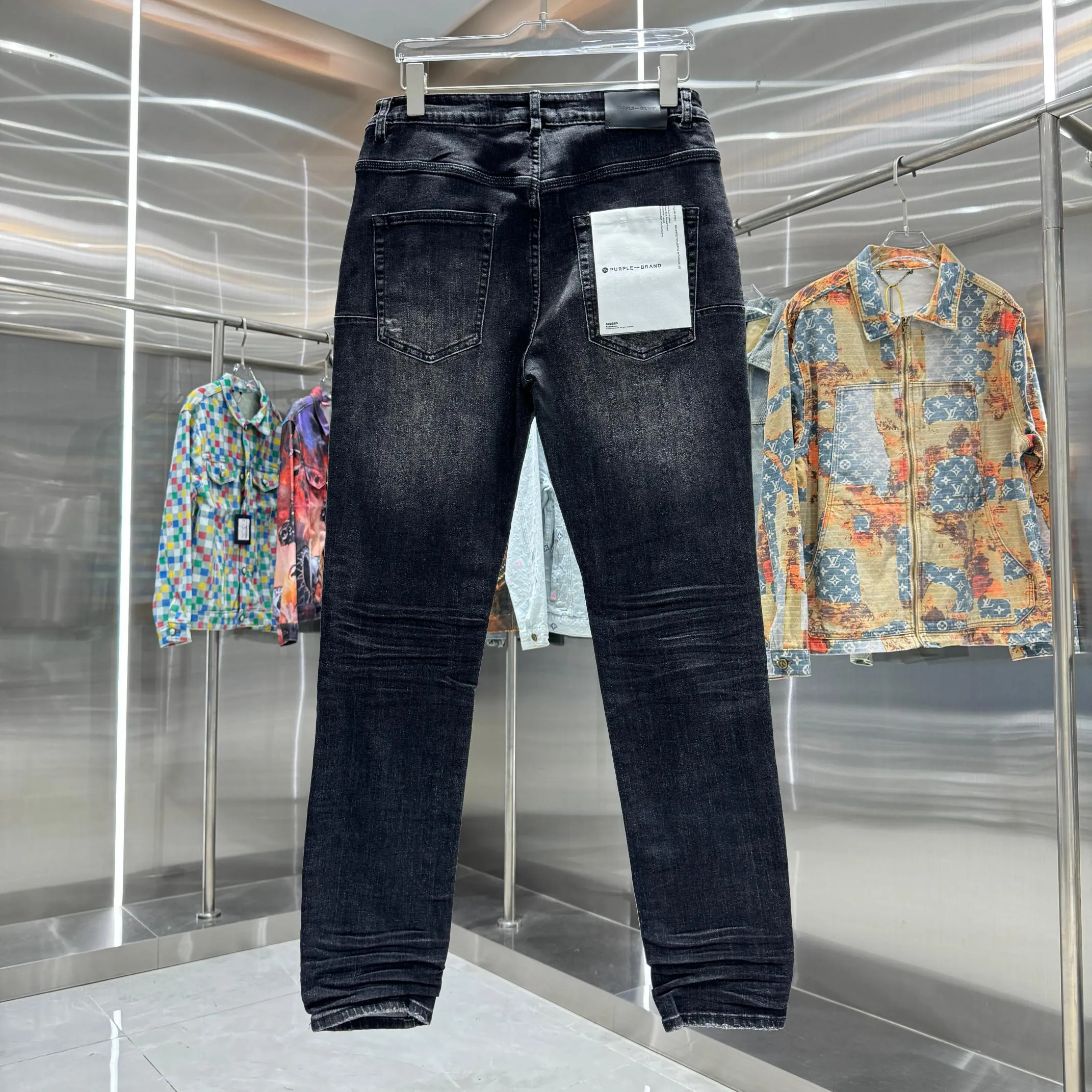 🅿️310 Purple Brand ripped graffiti craft street fashion slim fit stretch jeans Color Black Size 30 32 34 36 38
