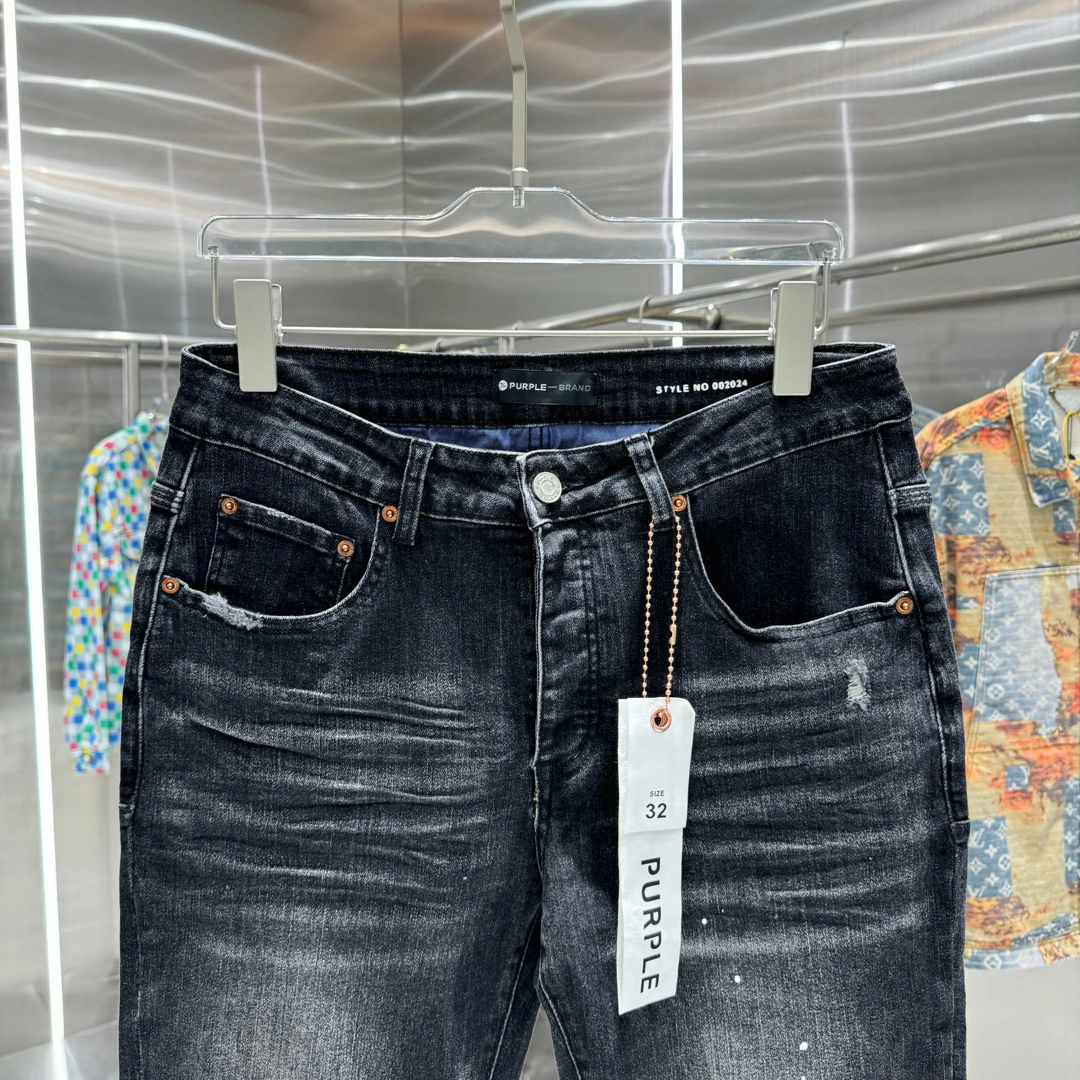 🅿️310 Purple Brand ripped graffiti craft street fashion slim fit stretch jeans Color Black Size 30 32 34 36 38