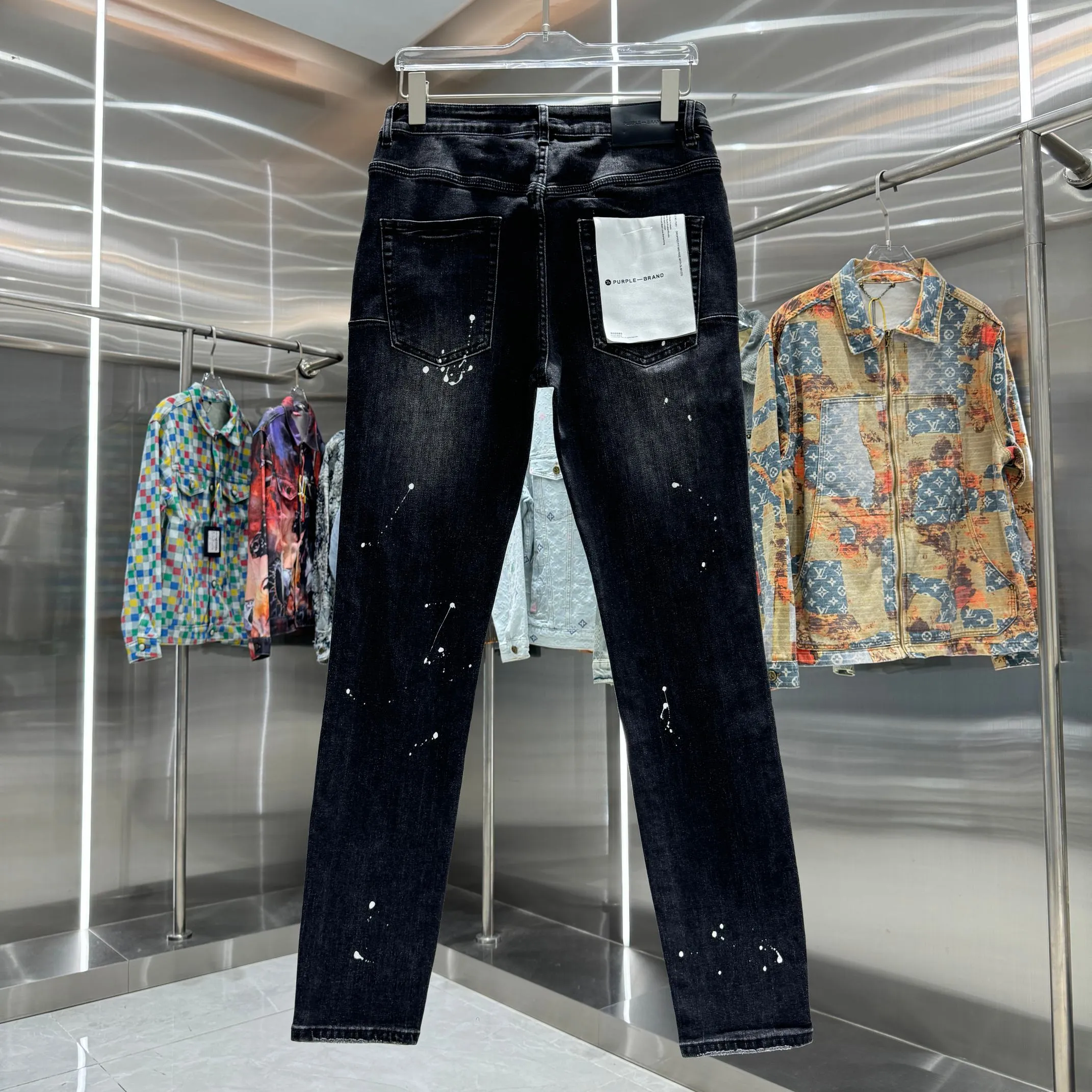 🅿️310 Purple Brand ripped graffiti craft street fashion slim fit stretch jeans Color Black Size 30 32 34 36 38