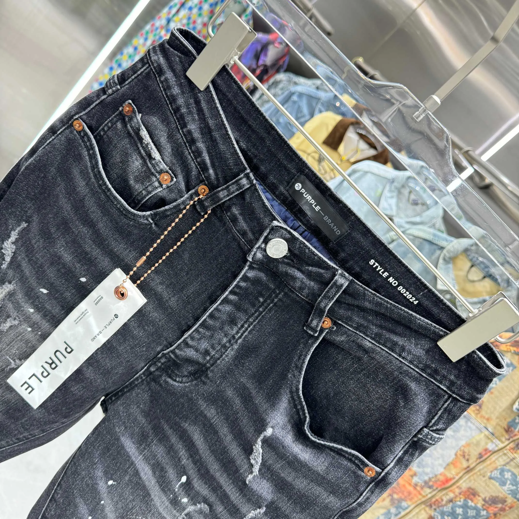 🅿️310 Purple Brand ripped graffiti craft street fashion slim fit stretch jeans Color Black Size 30 32 34 36 38