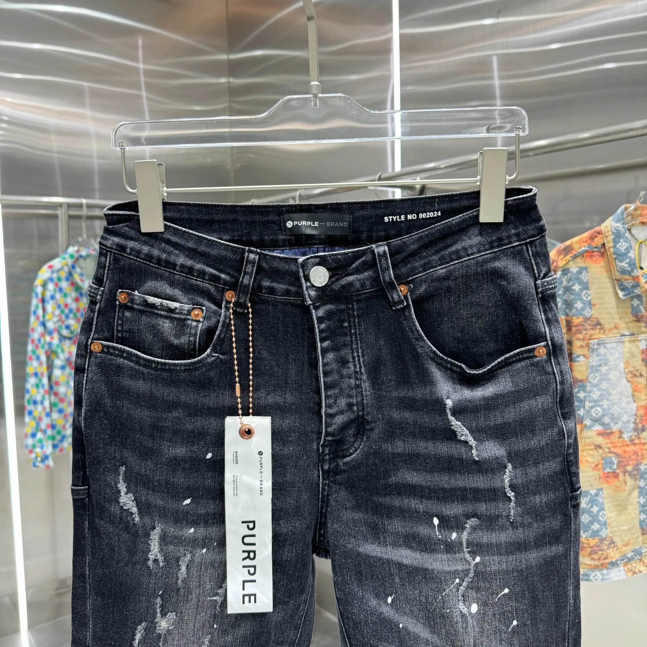 🅿️310 Purple Brand ripped graffiti craft street fashion slim fit stretch jeans Color Black Size 30 32 34 36 38