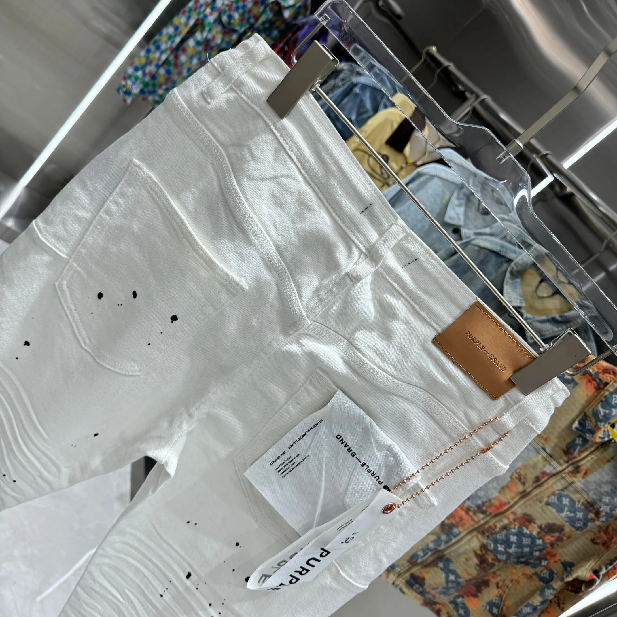 🅿️310 Purple Brand ripped graffiti craft street fashion slim fit stretch jeans color white code number 30 32 34 36 38