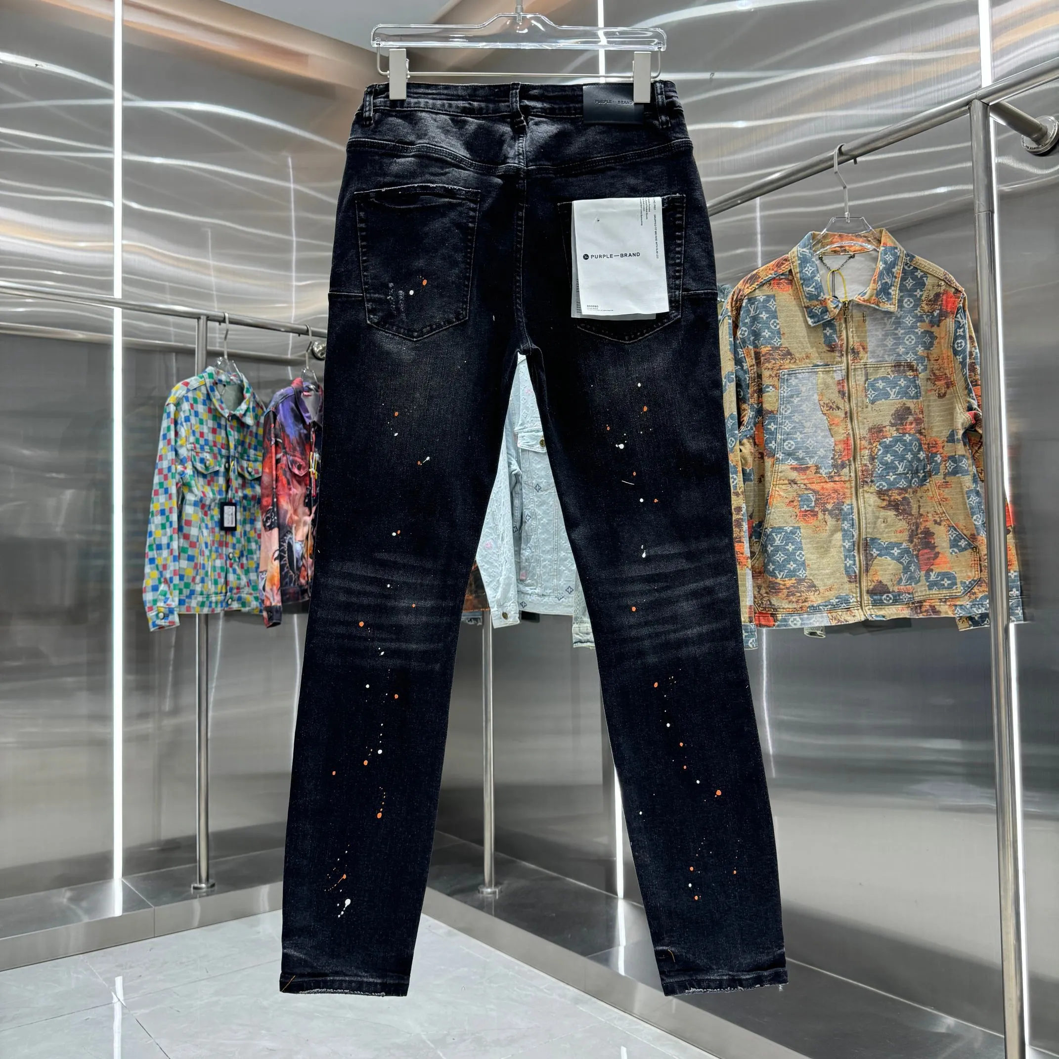 🅿️310 Purple Brand ripped graffiti craft street fashion slim fit stretch jeans Color Black Size 30 32 34 36 38