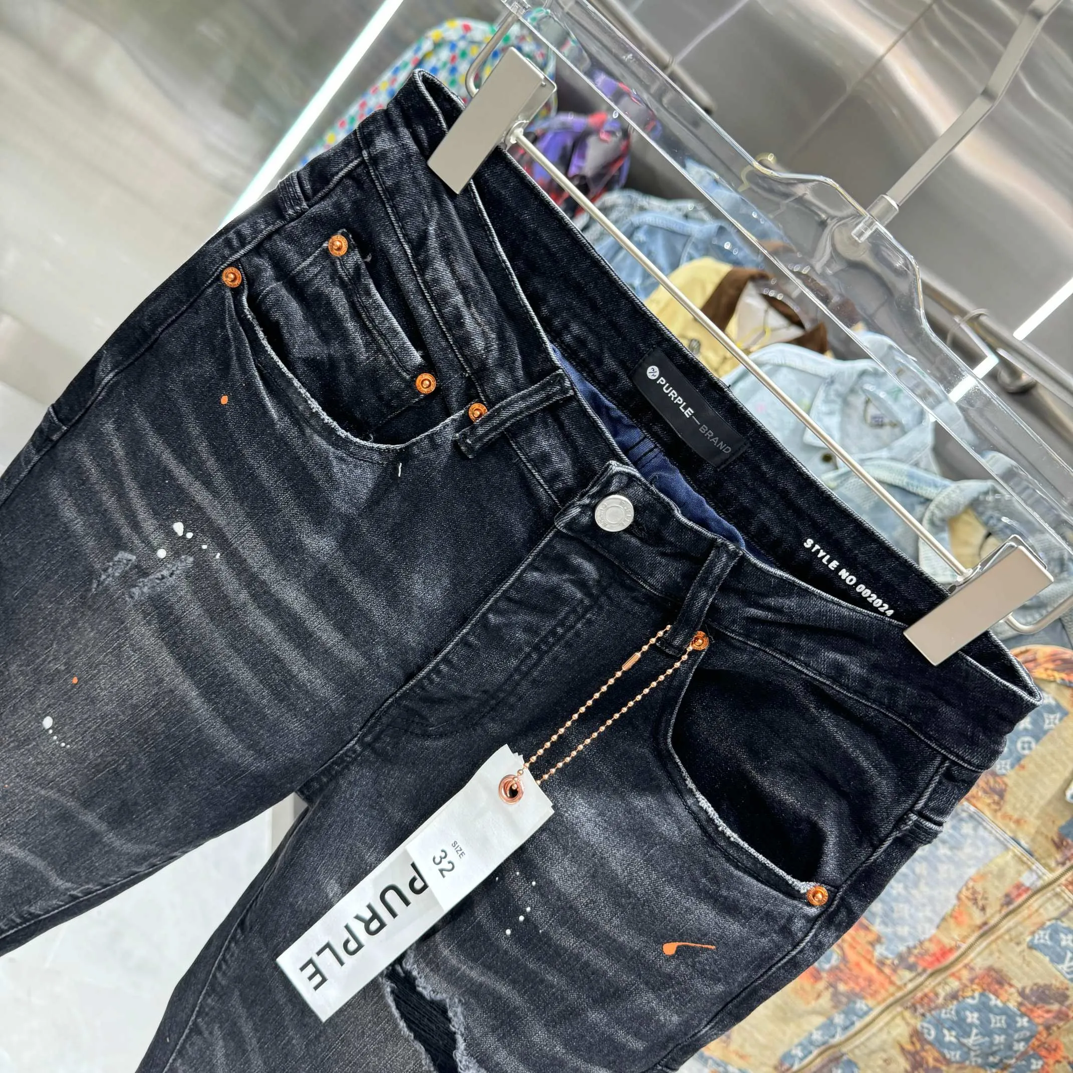 🅿️310 Purple Brand ripped graffiti craft street fashion slim fit stretch jeans Color Black Size 30 32 34 36 38