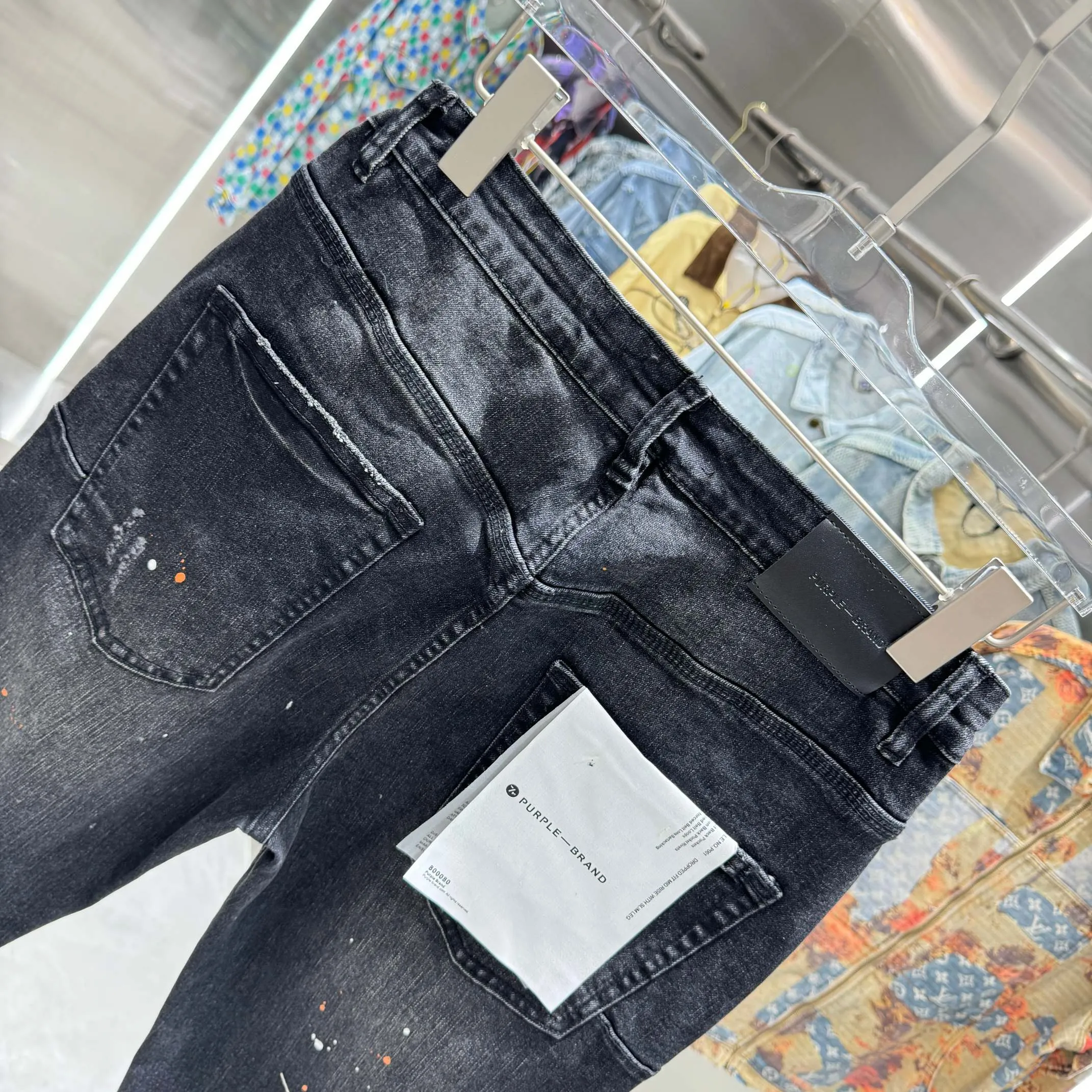 🅿️310 Purple Brand ripped graffiti craft street fashion slim fit stretch jeans Color Black Size 30 32 34 36 38