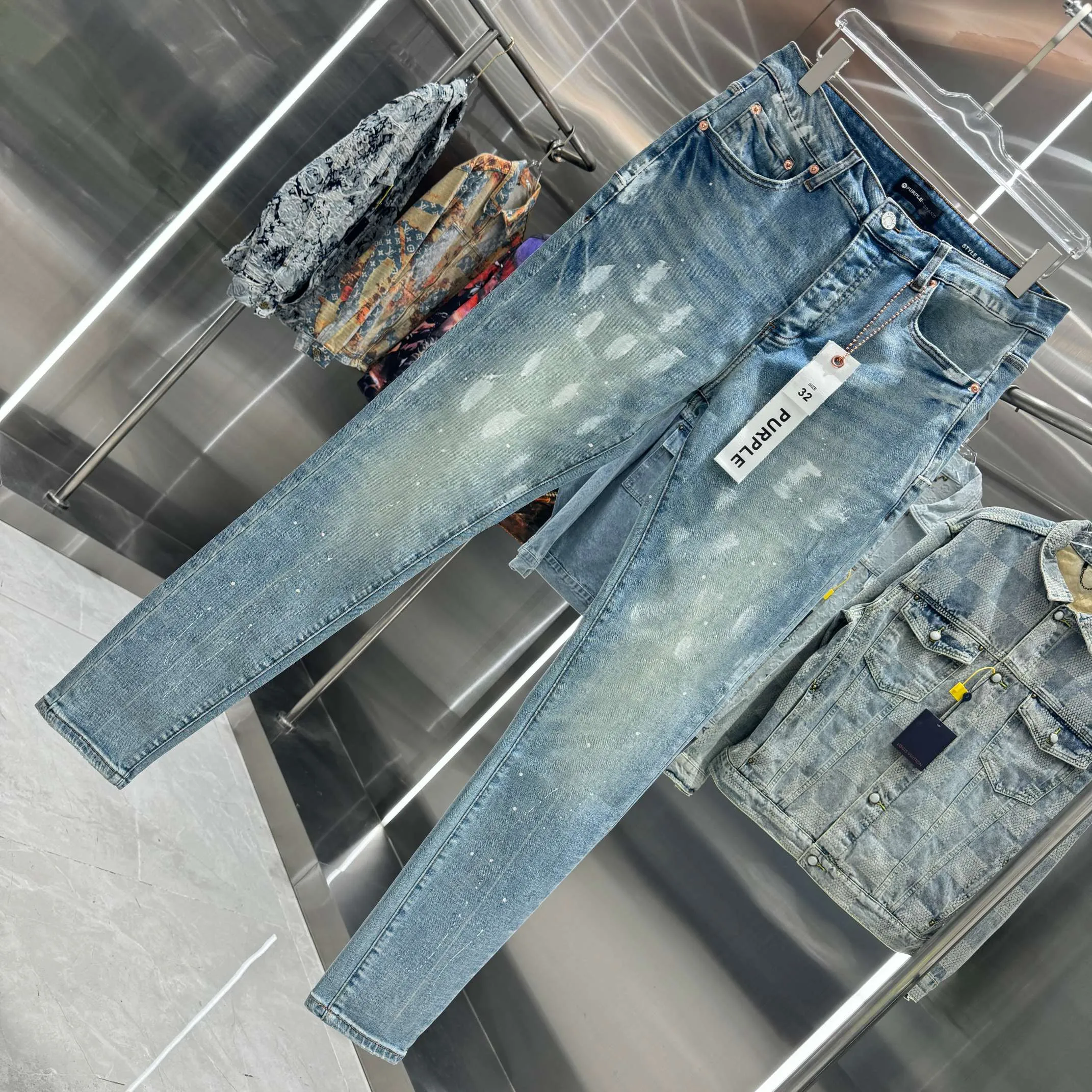 🅿️310 Purple Brand graffiti street fashion brand style slim fit stretch jeans color blue code number 30 32 34 36 38