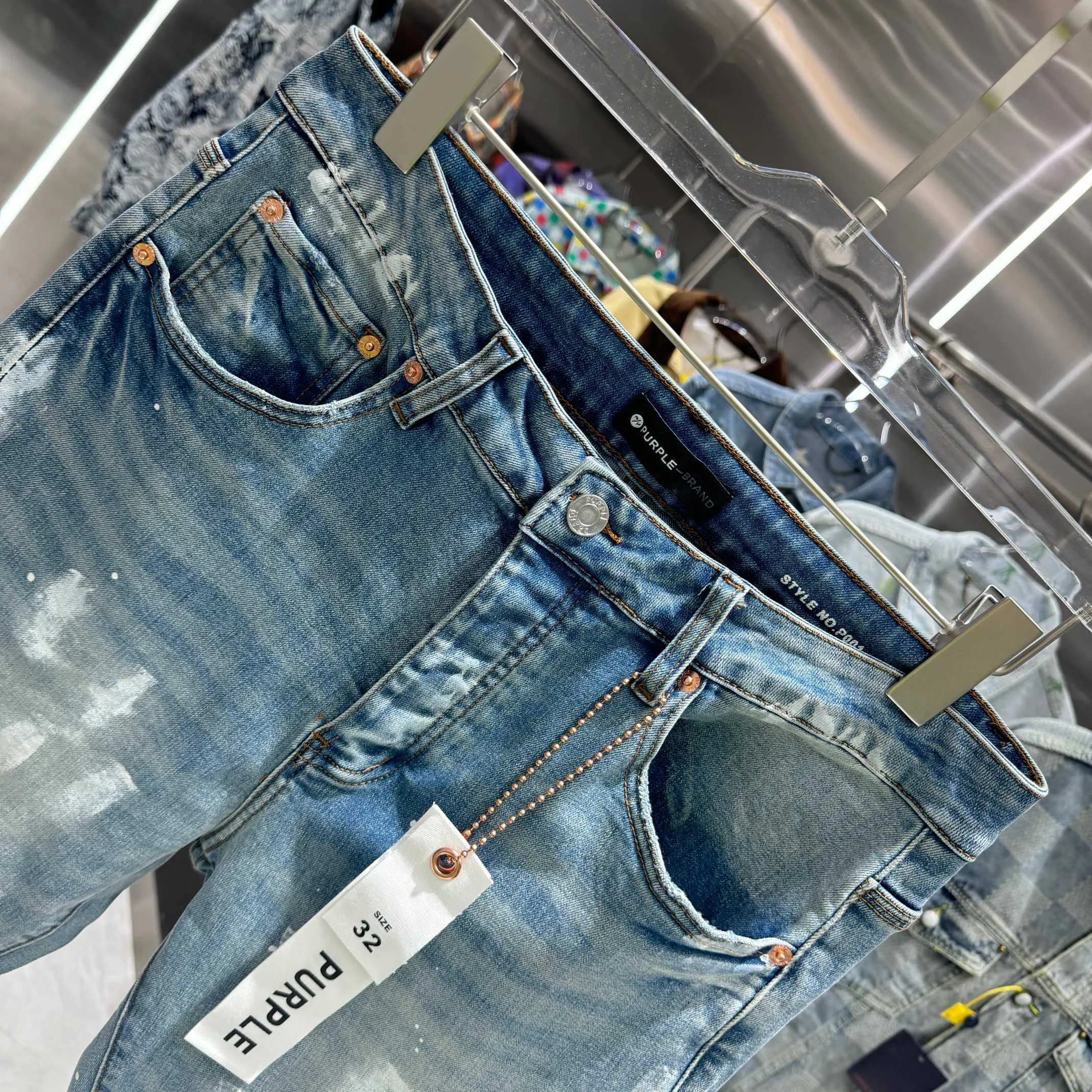 🅿️310 Purple Brand graffiti street fashion brand style slim fit stretch jeans color blue code number 30 32 34 36 38