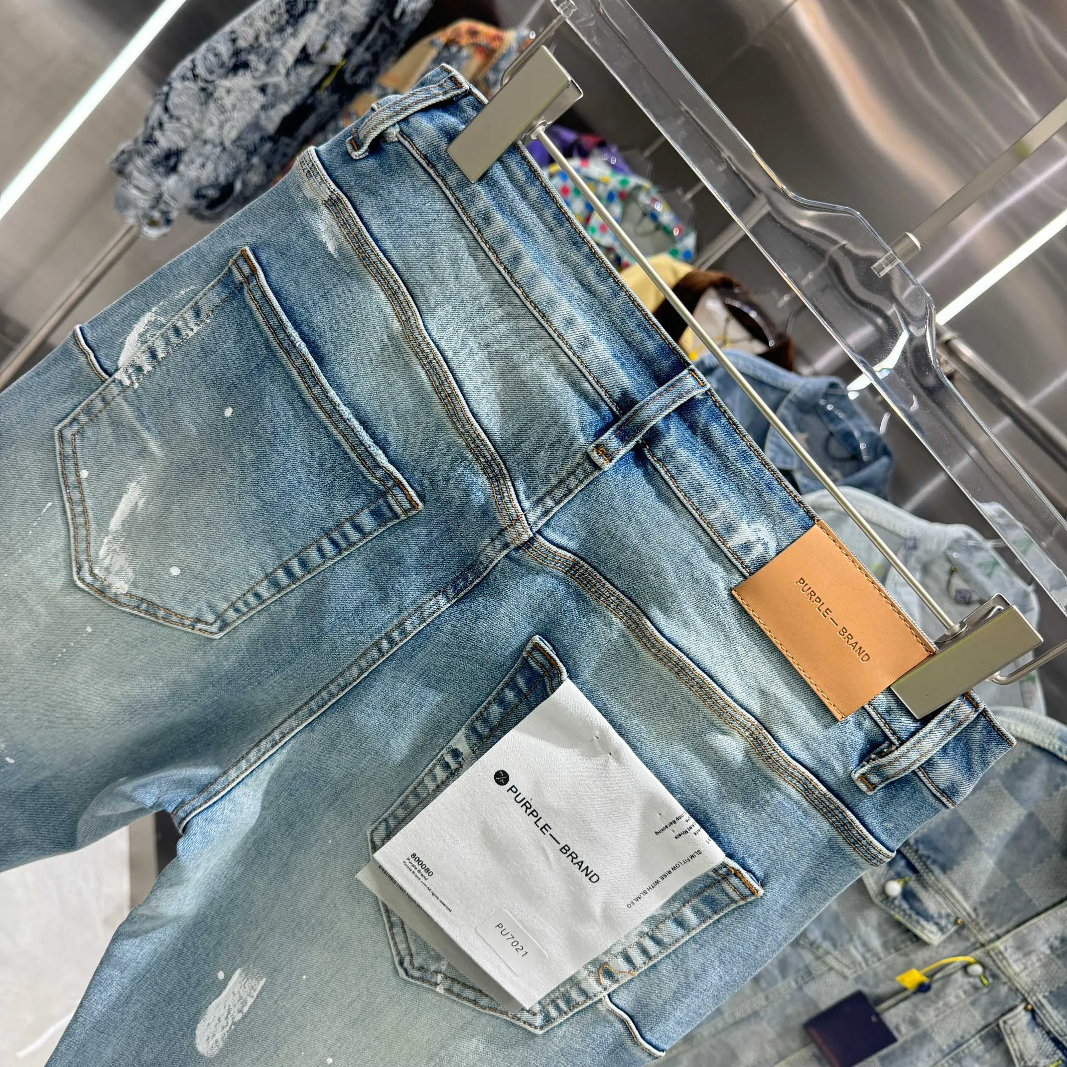 🅿️310 Purple Brand graffiti street fashion brand style slim fit stretch jeans color blue code number 30 32 34 36 38
