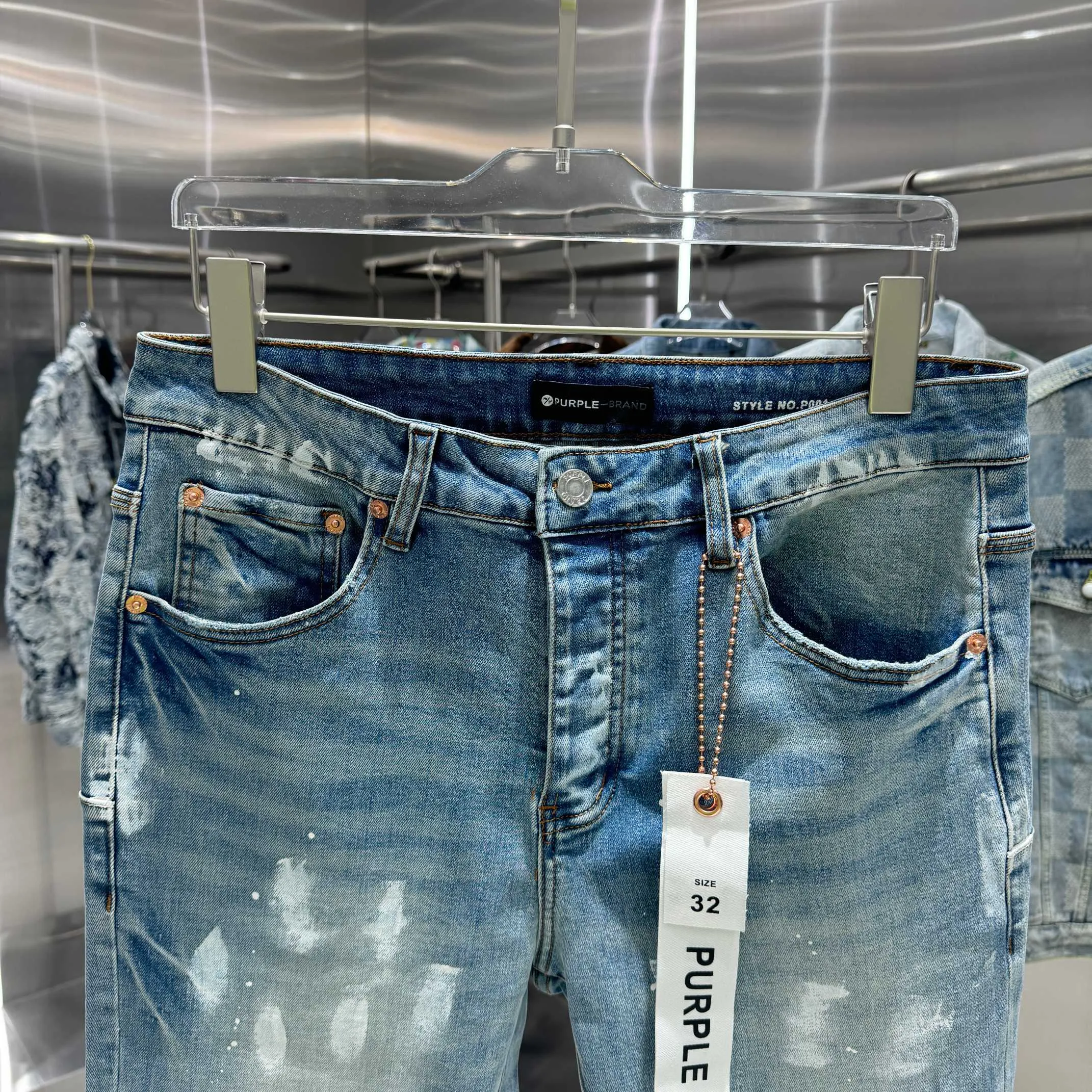 🅿️310 Purple Brand graffiti street fashion brand style slim fit stretch jeans color blue code number 30 32 34 36 38