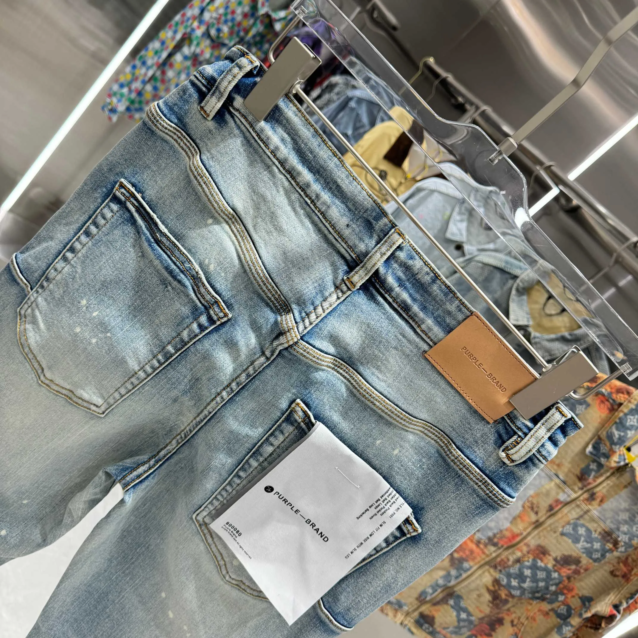 🅿️310 Purple Brand ripped graffiti craft street fashion slim fit stretch jeans color light blue size 30 32 34 36 38