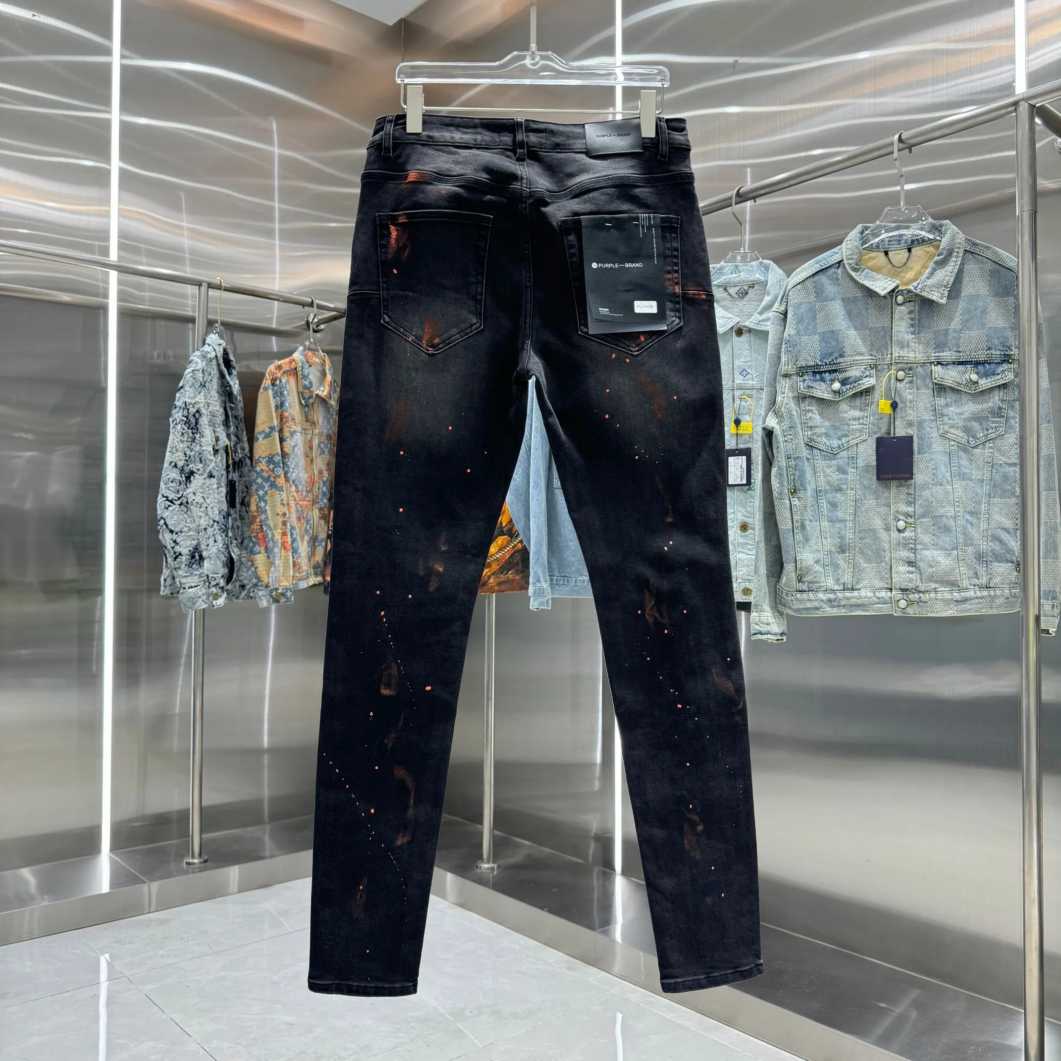 🅿️310 Purple Brand graffiti street fashion style slim fit stretch jeans Color Black Size 30 32 34 36 38