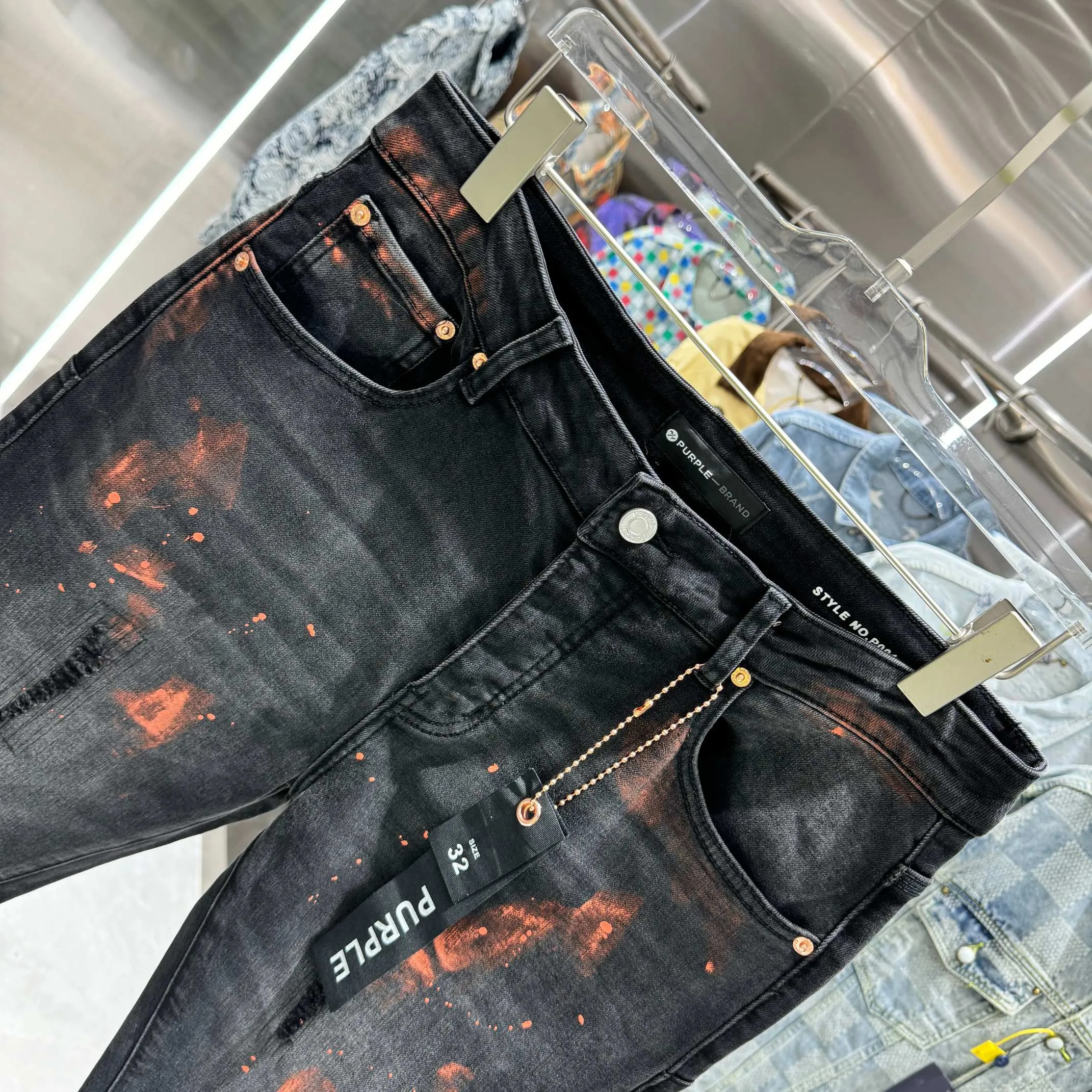 🅿️310 Purple Brand graffiti street fashion style slim fit stretch jeans Color Black Size 30 32 34 36 38