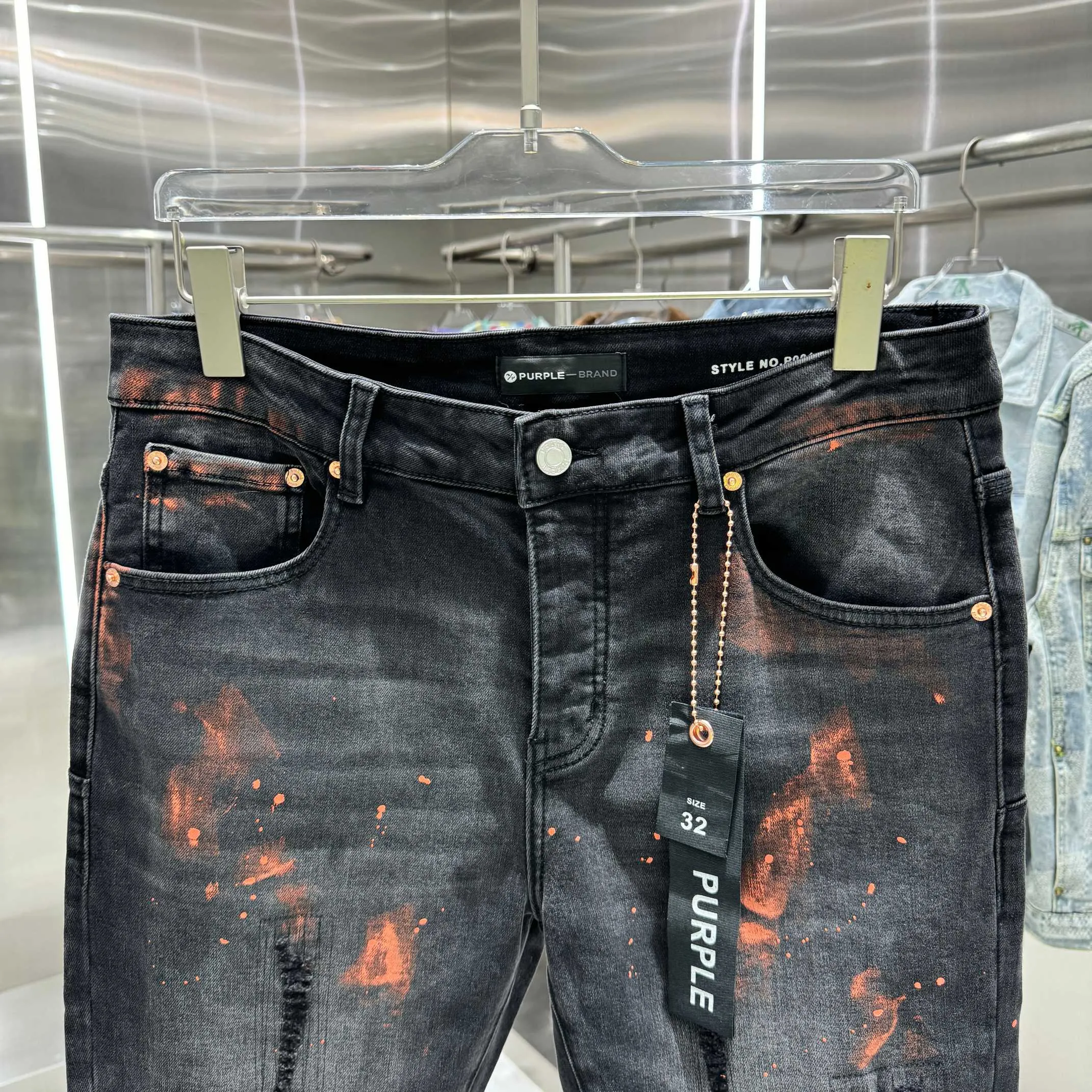 🅿️310 Purple Brand graffiti street fashion style slim fit stretch jeans Color Black Size 30 32 34 36 38