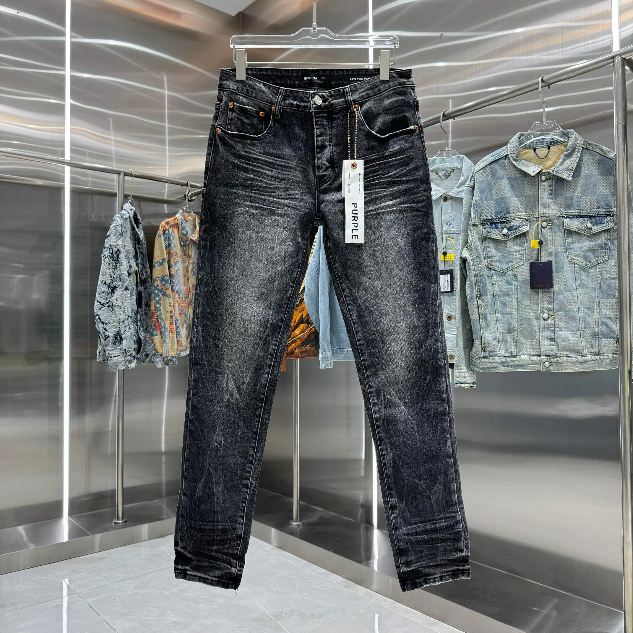 🅿️310 Purple Brand street fashion style slim fit stretch jeans color dark gray size 30 32 34 36 38