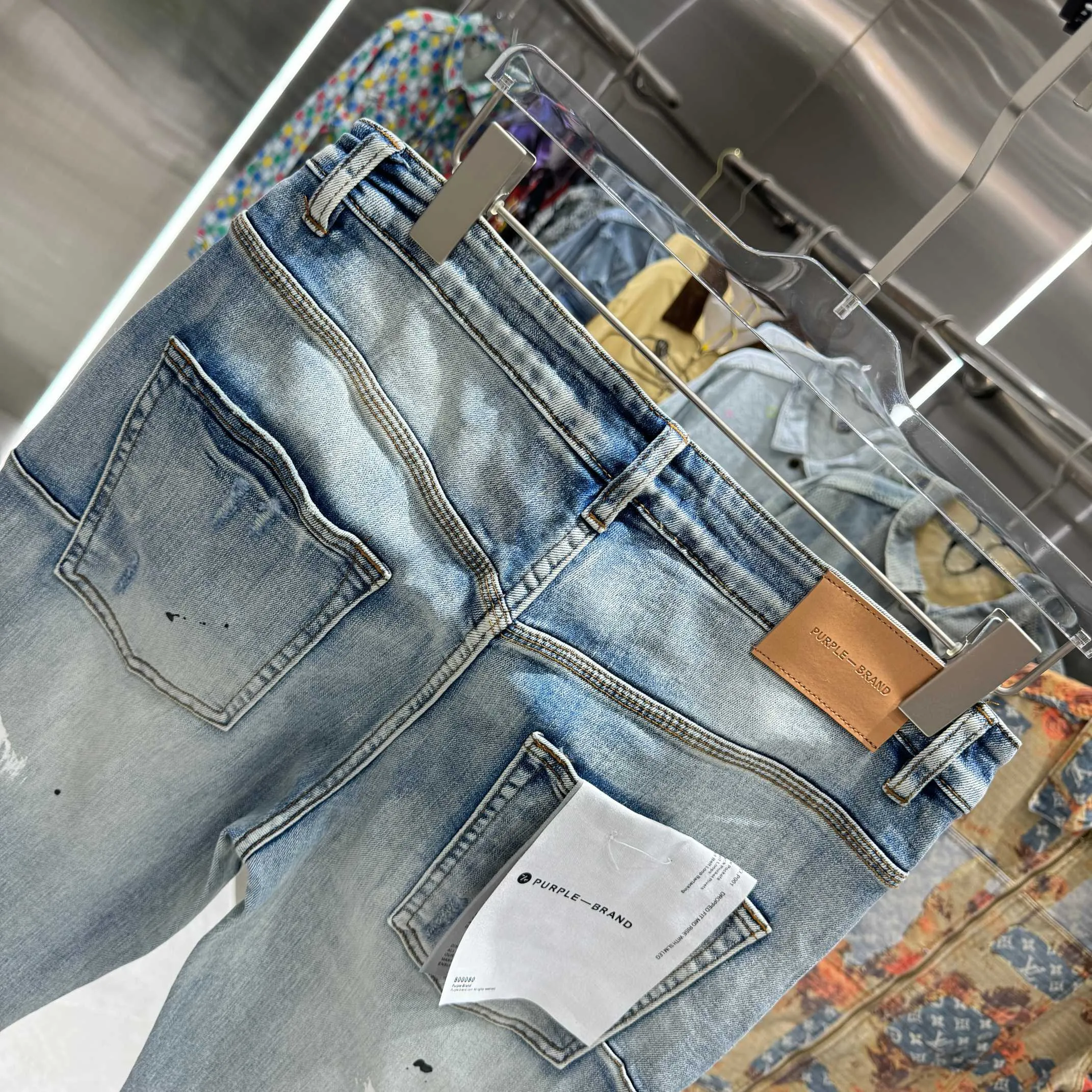 🅿️310 Purple Brand ripped graffiti craft street fashion slim fit stretch jeans color light blue size 30 32 34 36 38