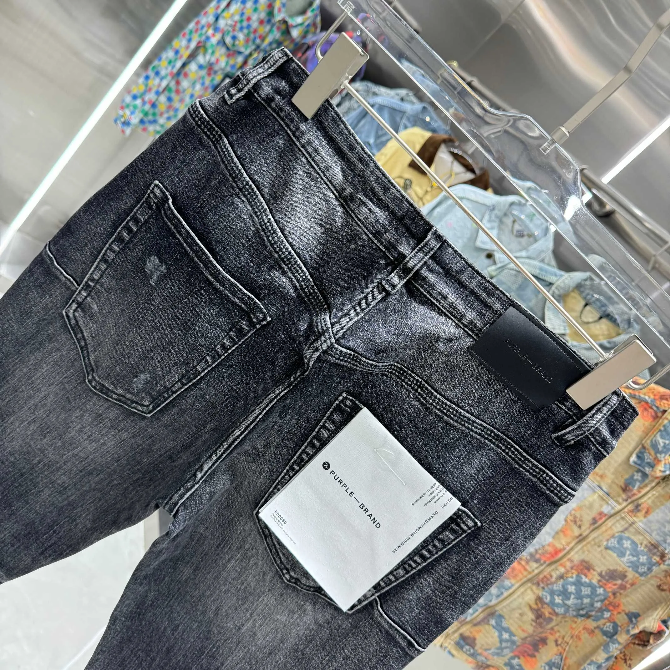 🅿️310 Purple Brand Washed Distressed Street Fashion Slim Fit Small Foot Stretch Jeans Color Black Size 30 32 34 36 38