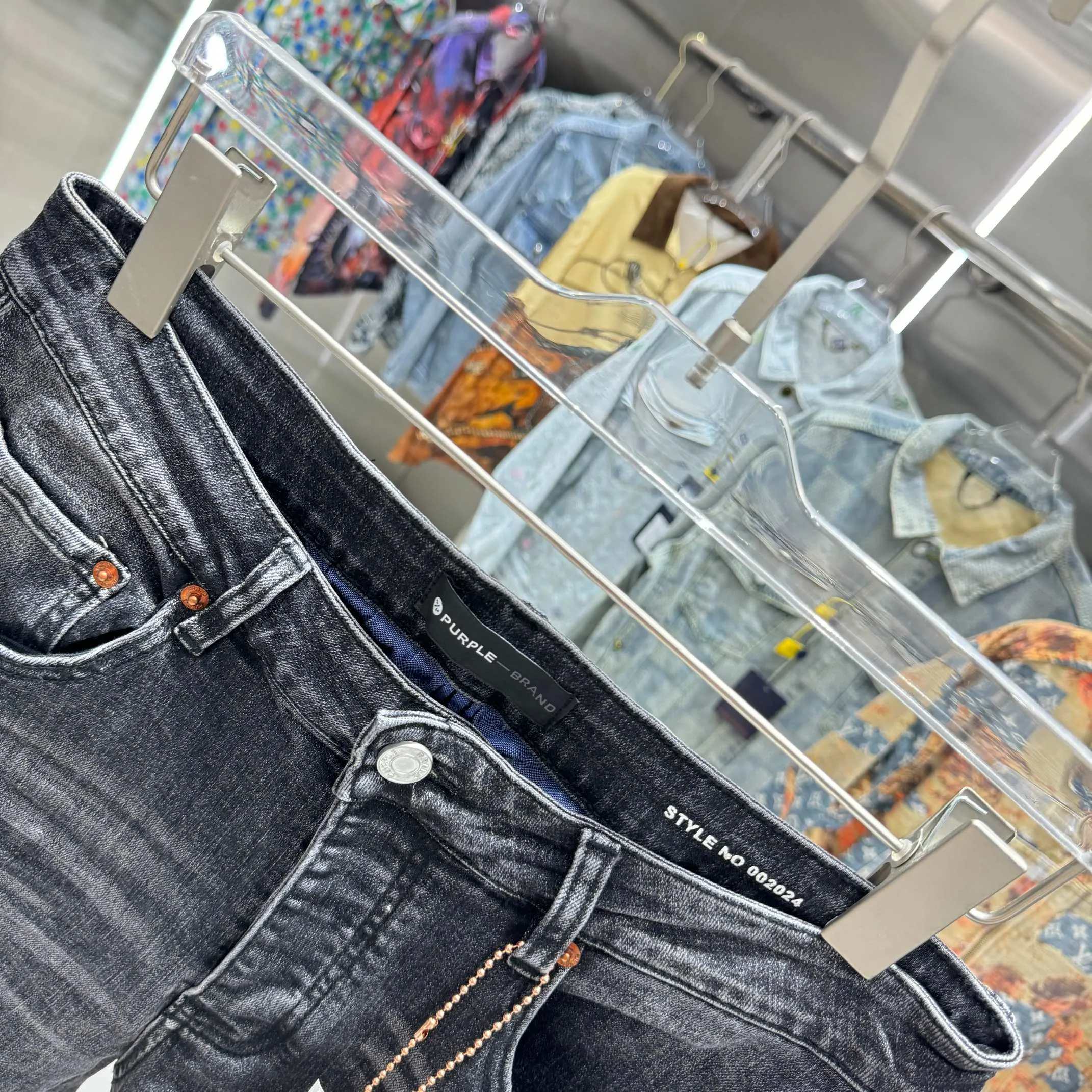 🅿️310 Purple Brand Washed Distressed Street Fashion Slim Fit Small Foot Stretch Jeans Color Black Size 30 32 34 36 38