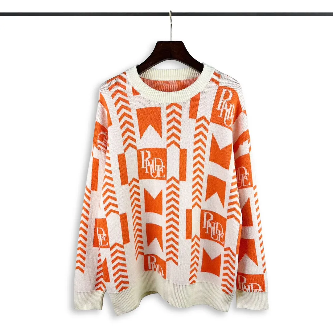 P240 Rhude 23 new speed limiter jacquard sweater with logo Size: M L XL XXL
