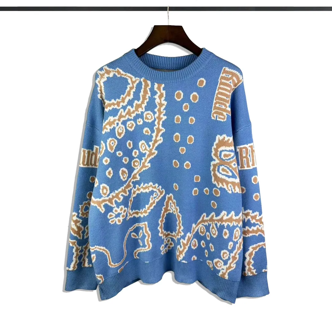 P260 Rhude 23rd autumn and winter new wheat ear🍃jacquard loose sweater Size: M L XL XXL