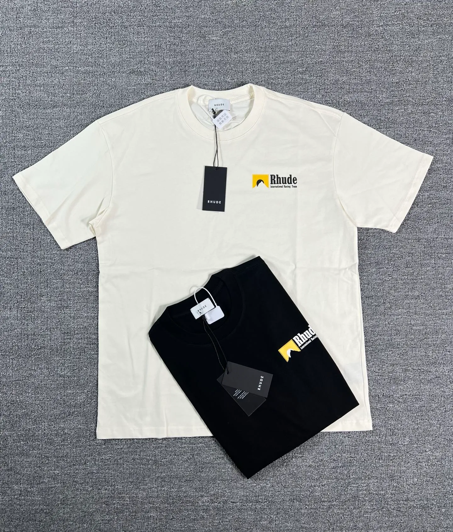 No. 805 #P122 #美ChaoRhude Graphic-print Logo environmentally friendly water glue printing High-quality double yarn pure cotton short-sleeved T-shirt Size: S M L XL