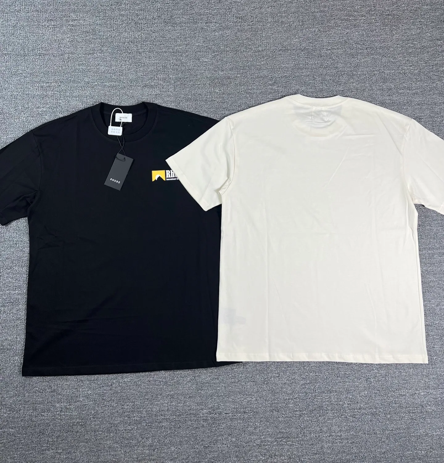 No. 805 #P122 #美ChaoRhude Graphic-print Logo environmentally friendly water glue printing High-quality double yarn pure cotton short-sleeved T-shirt Size: S M L XL