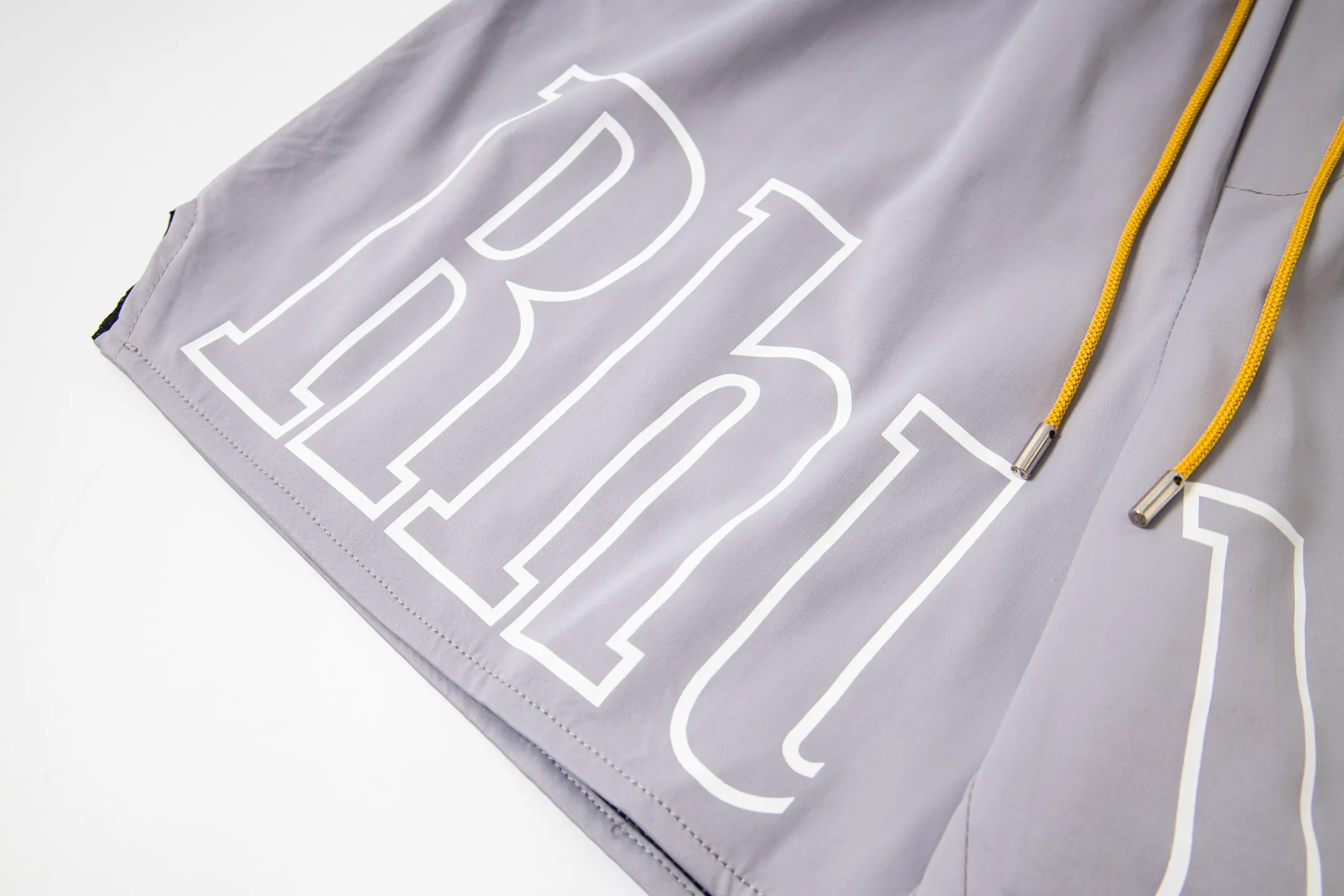 808#P160 Rhude American trendy brand quick-drying beach pants with elastic waist heavy-duty zipper shorts letter print trendy inner mesh men's loose sports pants Color: Black Gray Green Blue Fabric: 150g nylon 100% polyester Size: S M L XL