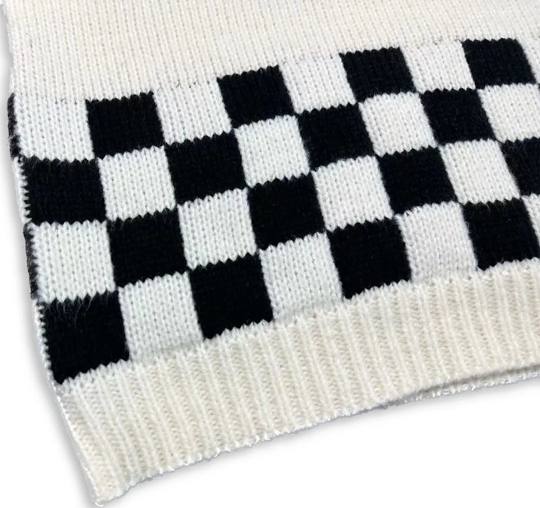 P260 Rhude 23 new style American trendy checkered contrast jacquard thickened sweater Size: M L XL XXL