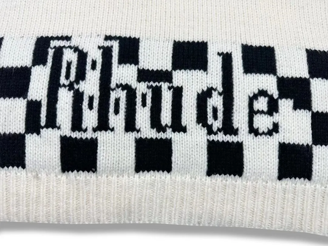 P260 Rhude 23 new style American trendy checkered contrast jacquard thickened sweater Size: M L XL XXL