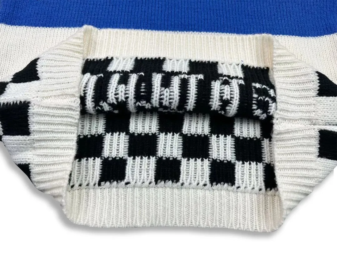 P260 Rhude 23 new style American trendy checkered contrast jacquard thickened sweater Size: M L XL XXL