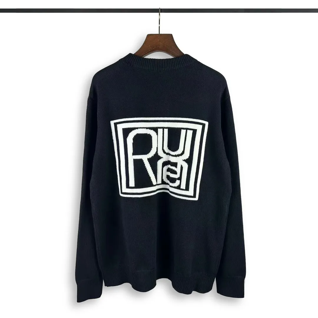P240 Rhude 23 years new simple letter logo jacquard loose sweater Size: M L XL XXL