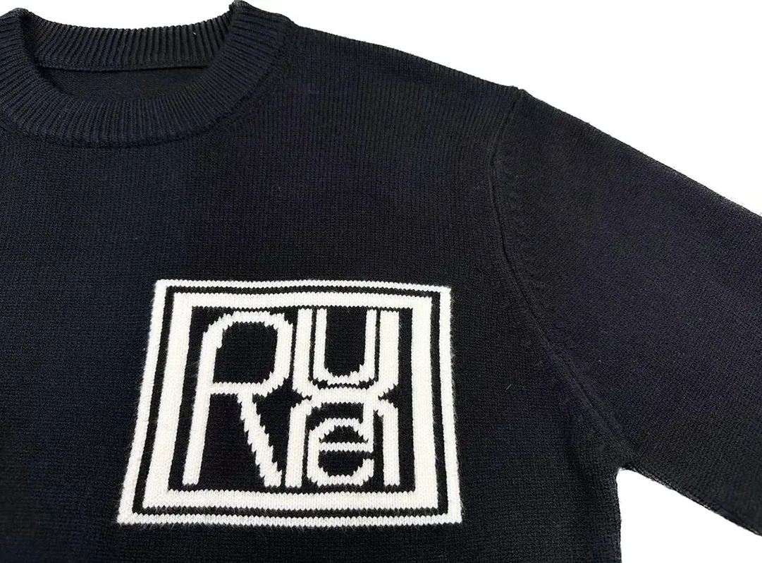P240 Rhude 23 years new simple letter logo jacquard loose sweater Size: M L XL XXL