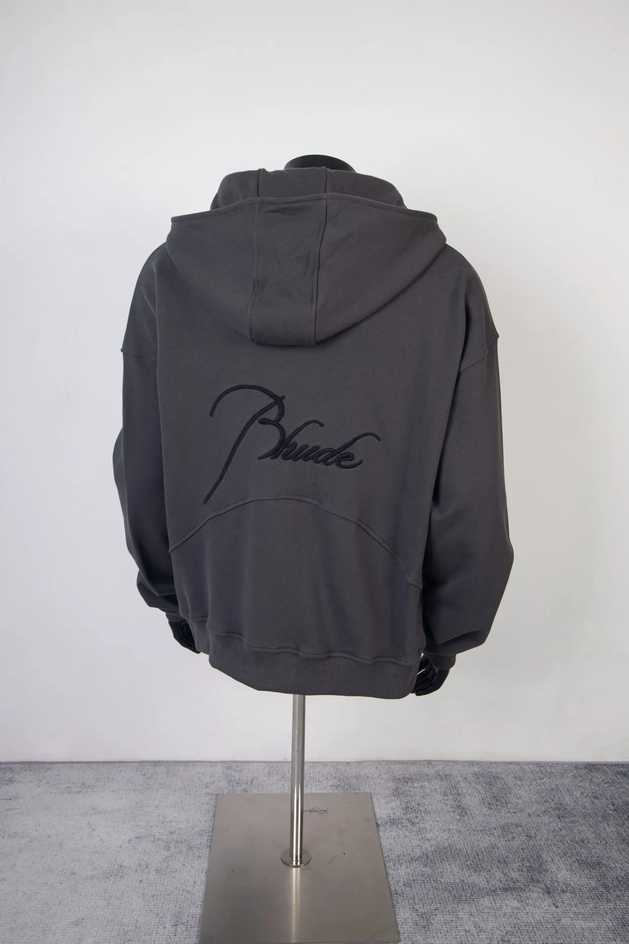Style No. H01# rhude Marlboro embroidered letter zipper terry jacket Color: Black Gray Size: SMLXL P300
