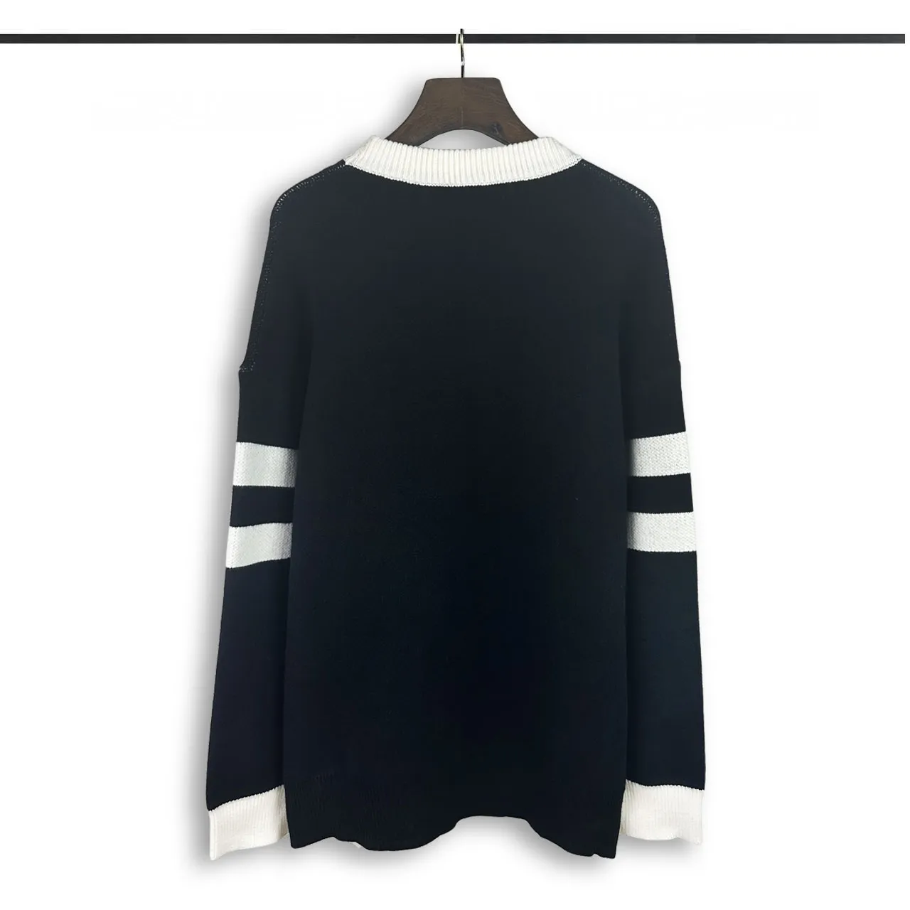 P250 Rhude new contrasting jacquard letter crew neck sweater Color: black and white green Size: M L XL XXL