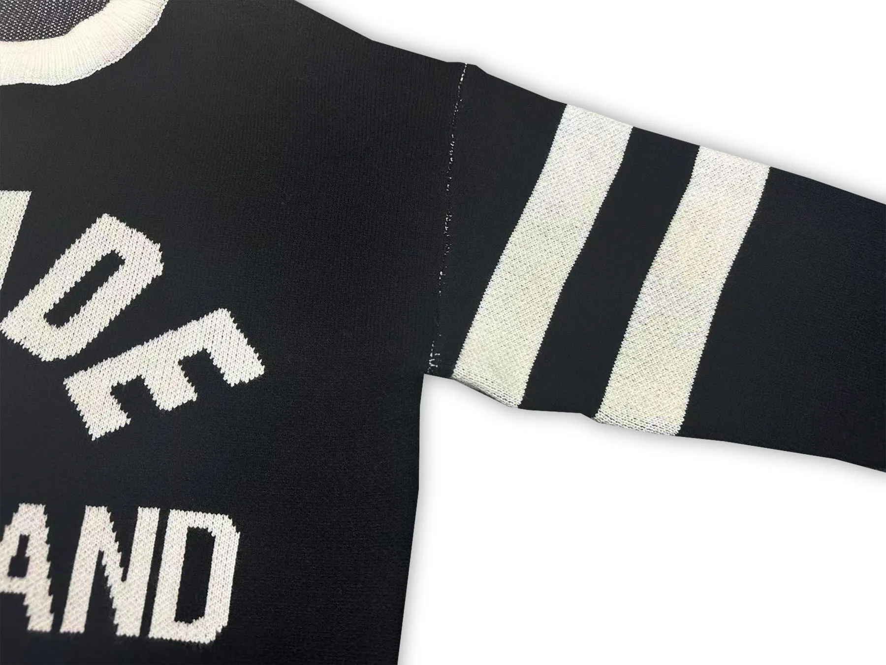 P250 Rhude new contrasting jacquard letter crew neck sweater Color: black and white green Size: M L XL XXL
