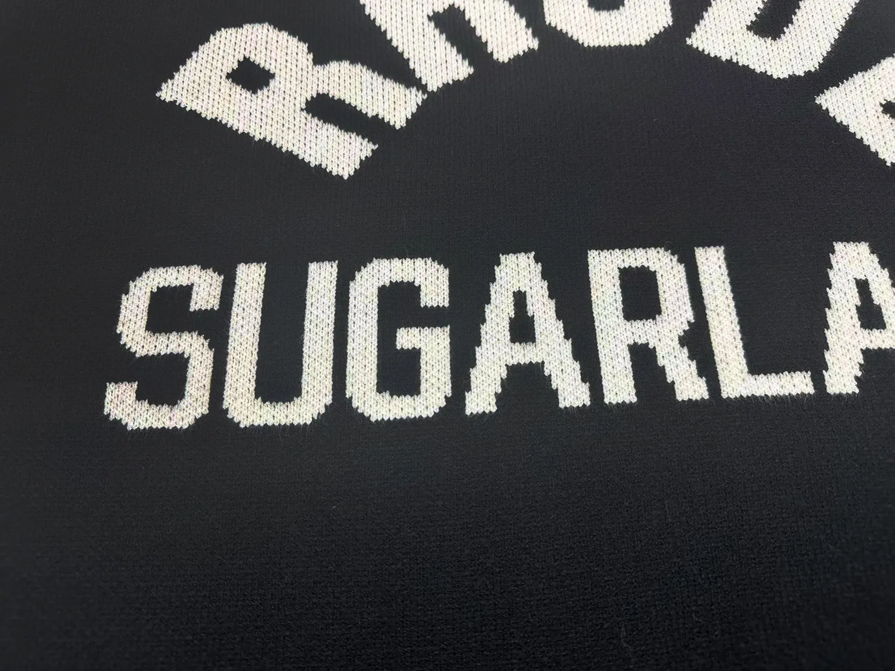 P250 Rhude new contrasting jacquard letter crew neck sweater Color: black and white green Size: M L XL XXL