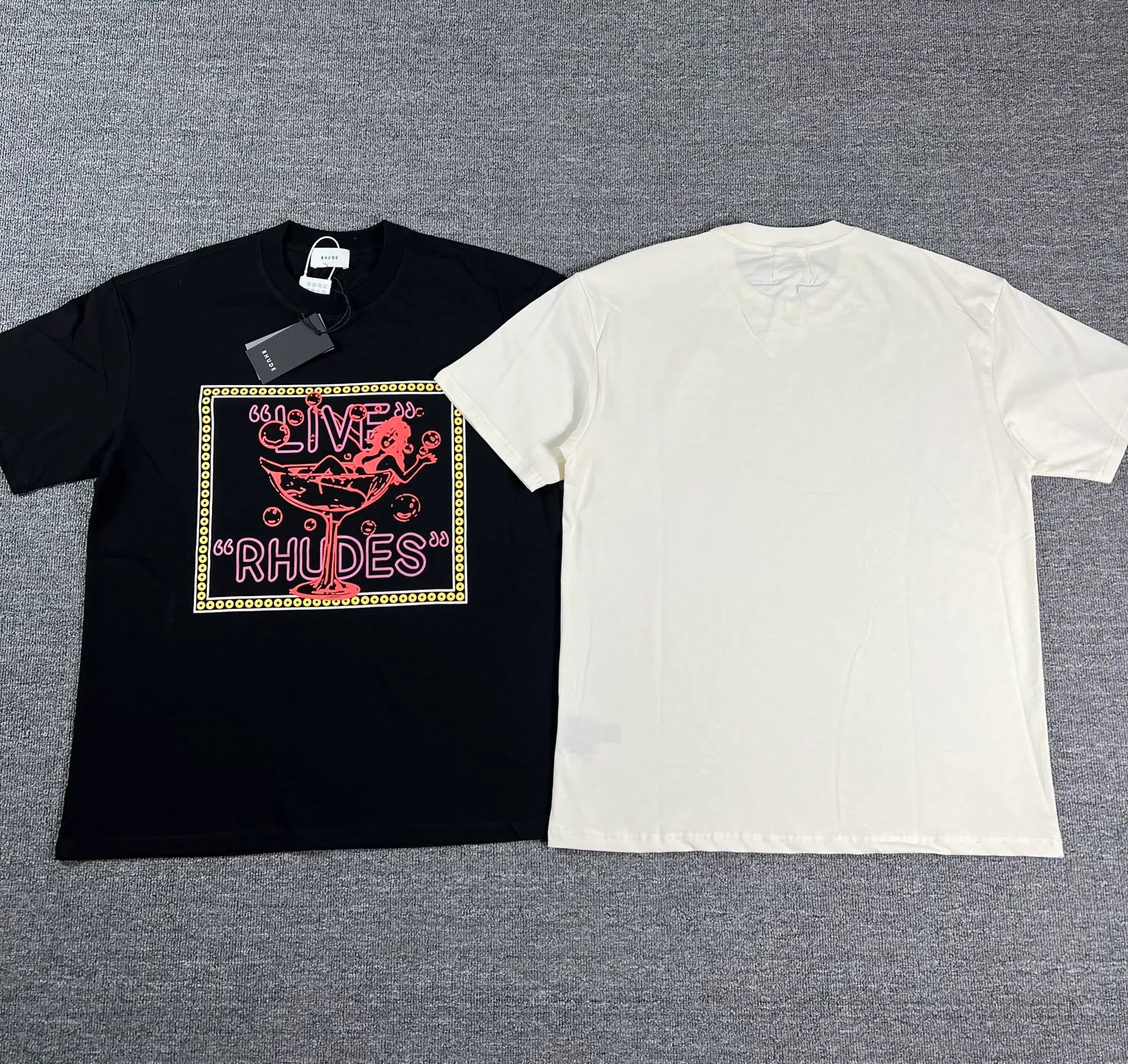 No. 807 #P122 #美ChaoRhude Graphic-print Logo environmentally friendly water glue printing High-quality double yarn pure cotton short-sleeved T-shirt Size: S M L XL