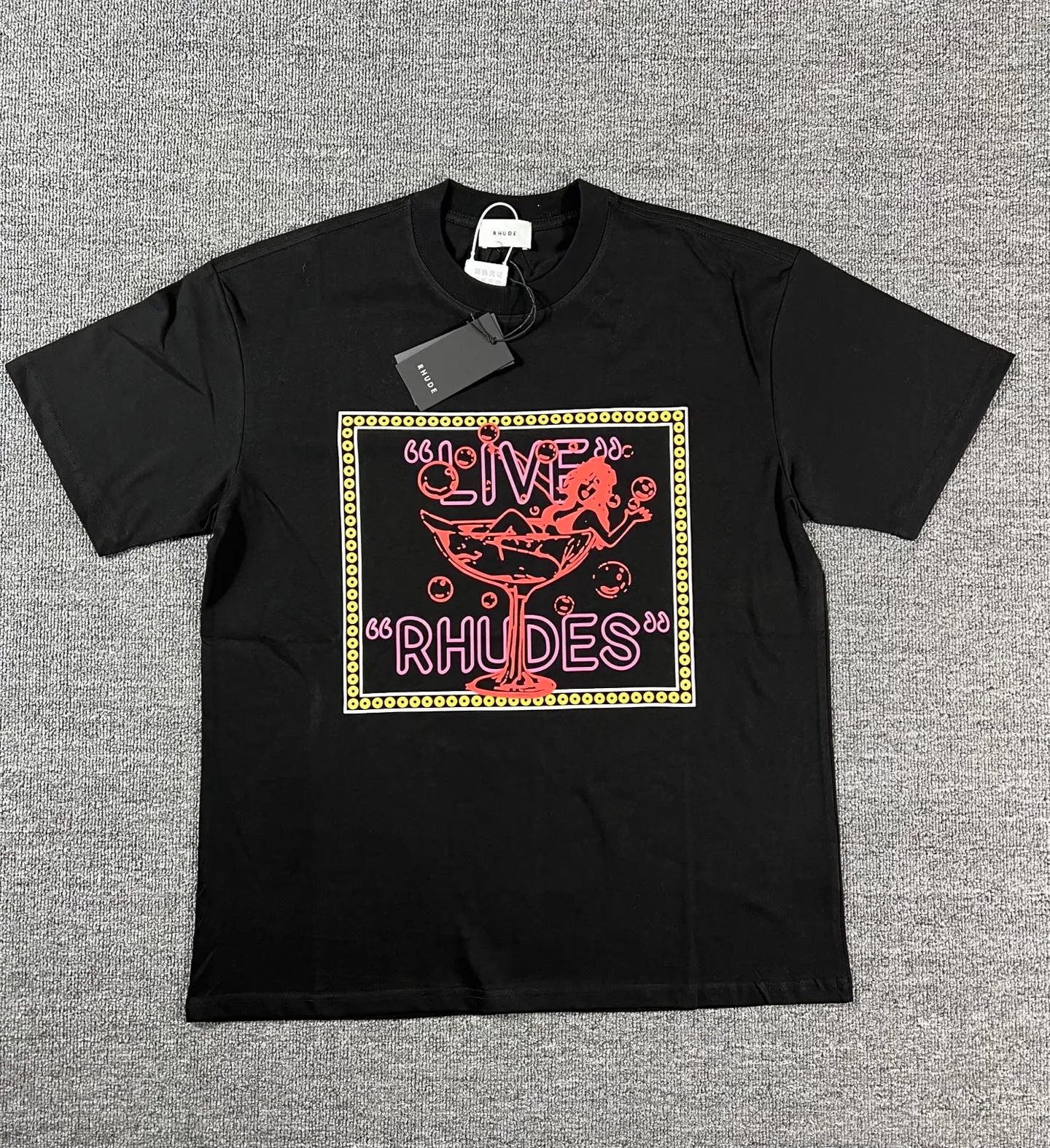 No. 807 #P122 #美ChaoRhude Graphic-print Logo environmentally friendly water glue printing High-quality double yarn pure cotton short-sleeved T-shirt Size: S M L XL