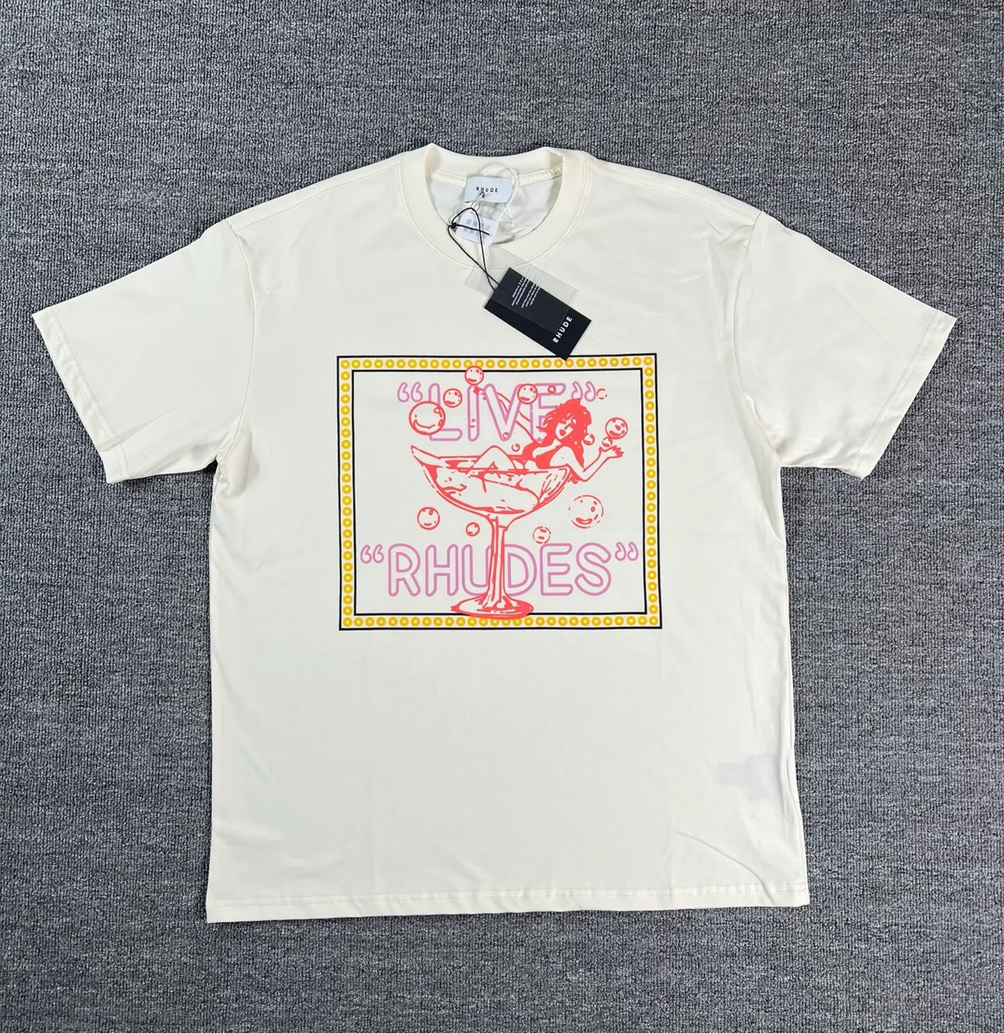 No. 807 #P122 #美ChaoRhude Graphic-print Logo environmentally friendly water glue printing High-quality double yarn pure cotton short-sleeved T-shirt Size: S M L XL